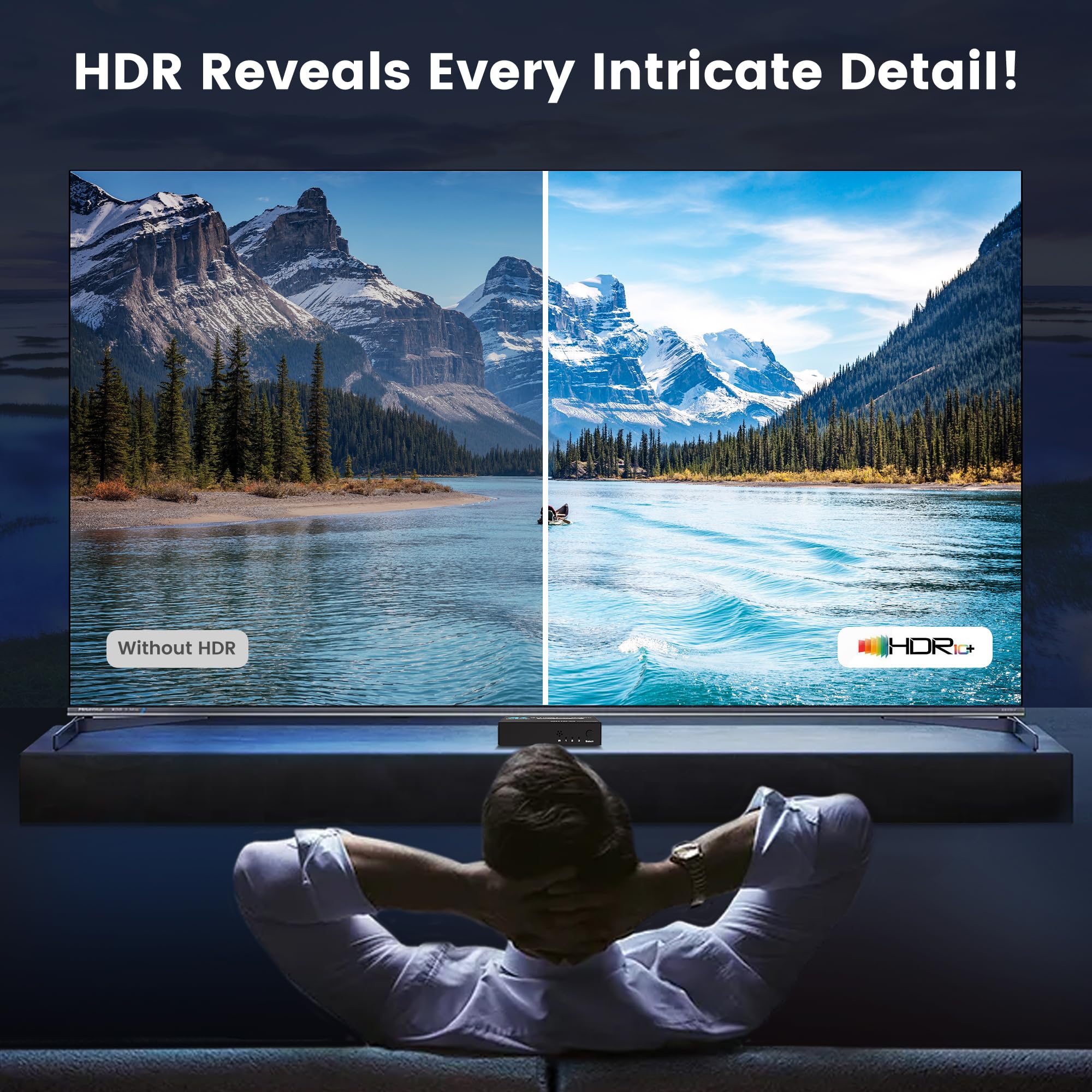 Newcare Hdmi Switch 3 In 1 Out 4K@60Hz Hdmi Splitter, 4K Hdmi Switch With Remote Metal Hdmi Switch Box Hub Support 4K@60Hz/30Hz 1080P 3D Hdr Auto Switching For Ns Xbox Ps4/5 Pc Fire Stick Roku