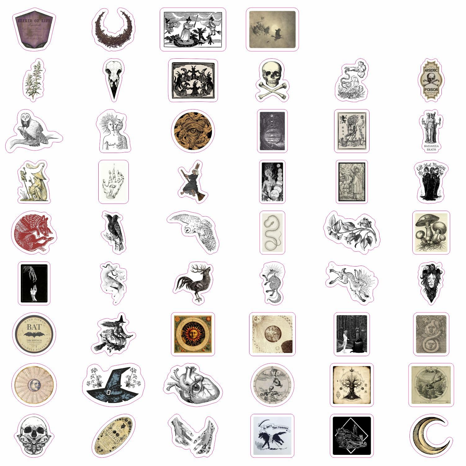 Medieval Witch Stickers For Water Bottle And Laptop   Witchcraft Party Favors & Decorations, Waterproof Vinyl Magical Decals, Me