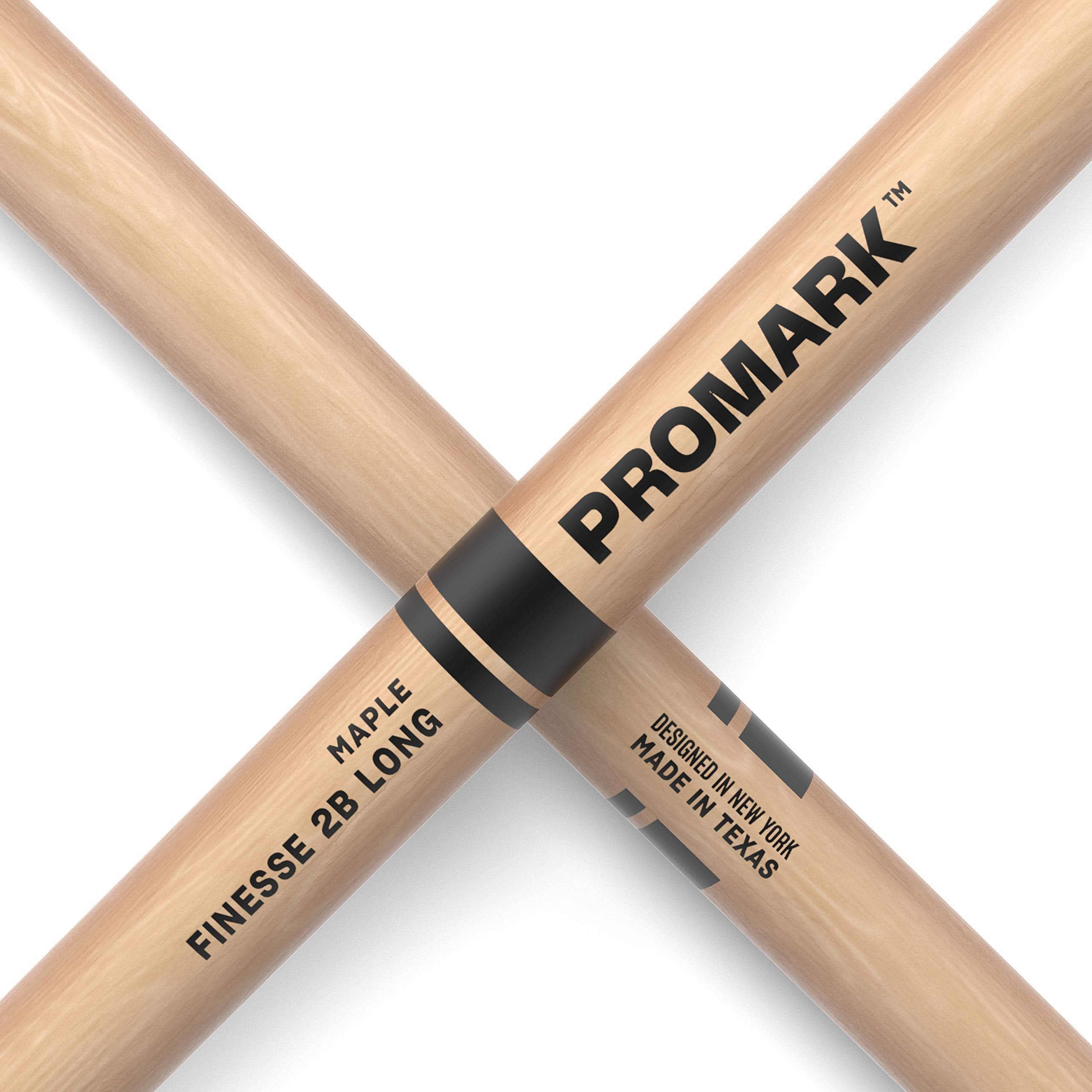 Promark Finesse 2B Long Maple Drumsticks, Small Round Wood Tip, One Pair