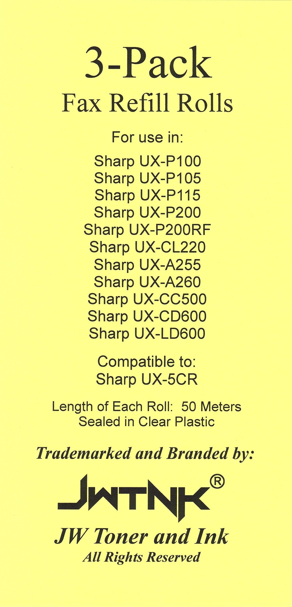 3 Pack Of Ux 5Cr Fax Film Ribbon Refill Rolls Compatible With Sharp Fax Ux P100 Ux P105 Ux P115 Ux P200 Ux P200Rf Ux Cl220 Ux 25