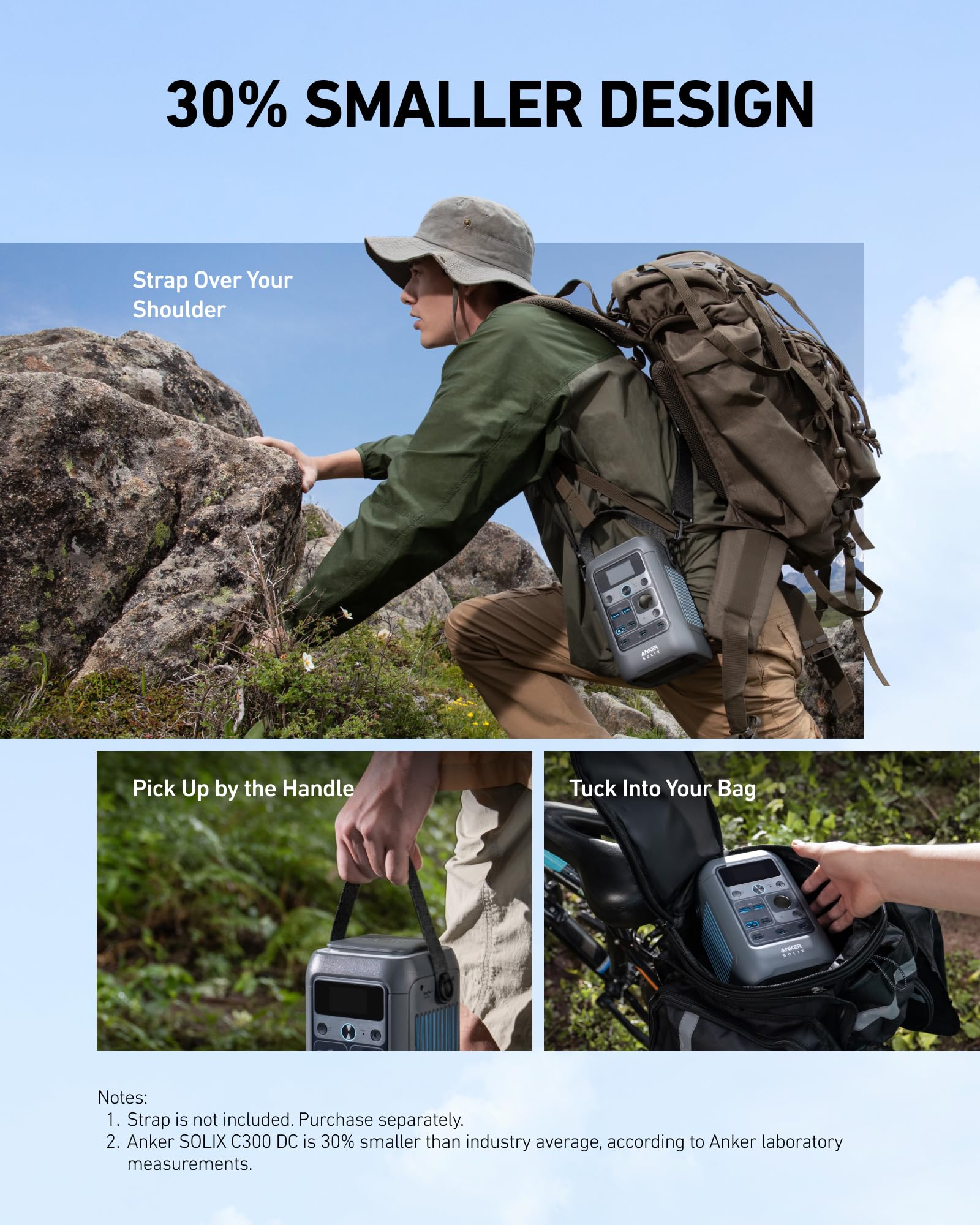 Anker Solix C300 Dc Power Bank Station And 60W Solar Panel, 288Wh Portable Power Station, Lifepo4 Battery, 300W Solar Generator,