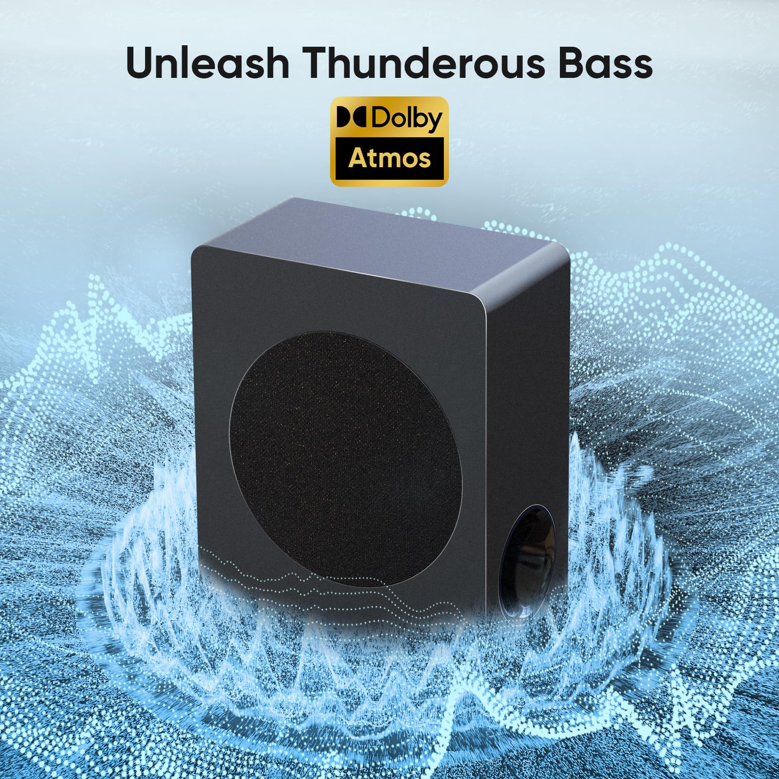 Geoyeao Sound Bar With Subwoofer, 200W 2.1 Ch Soundbar W/Dolby Atmos Surround Sound System, 3D Bass Adjustable Home Theater Blue