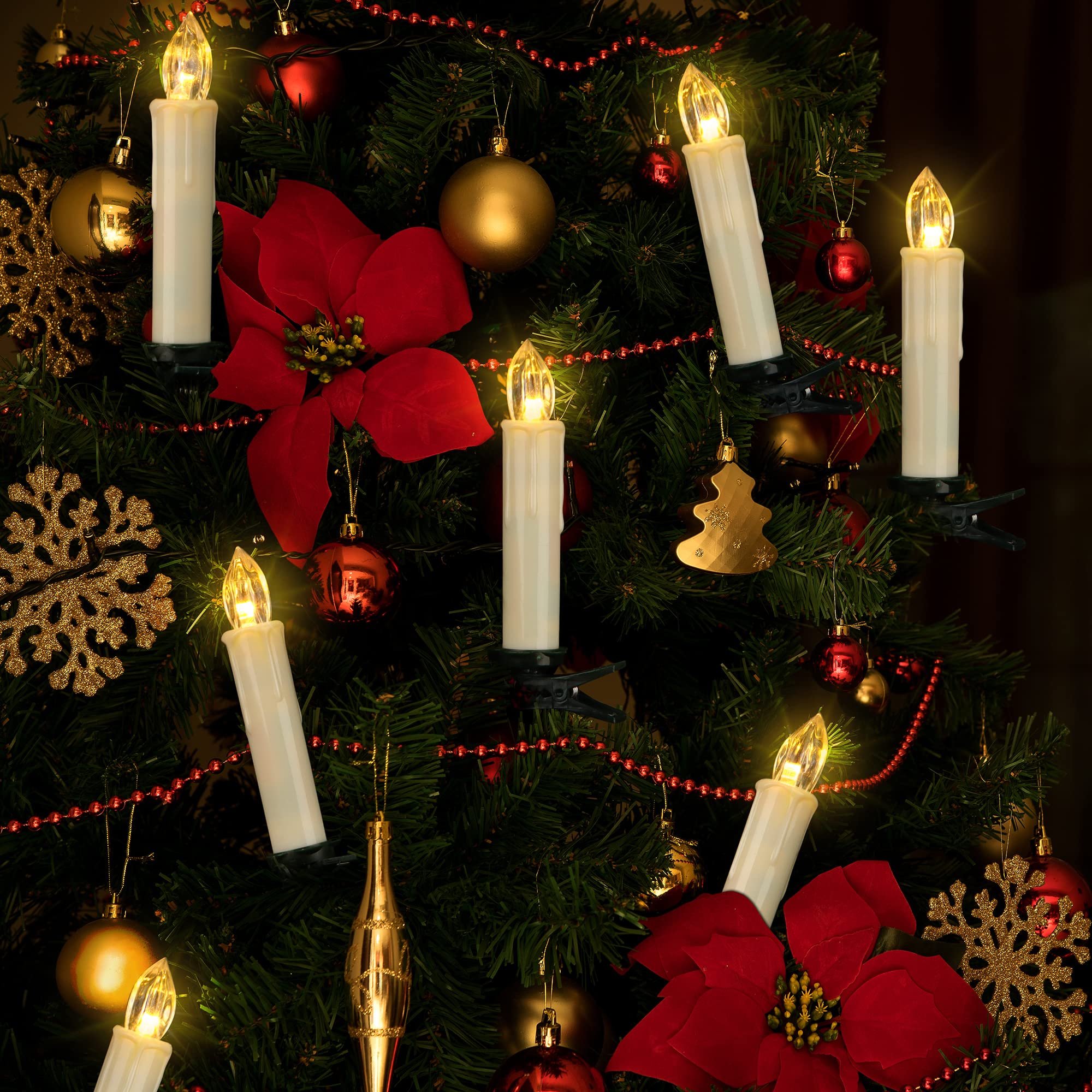 10 Pcs Led Window Candles With Remote Timer, Battery Operated Flameless Taper Candles, Warm White Flickering Christmas Candles L