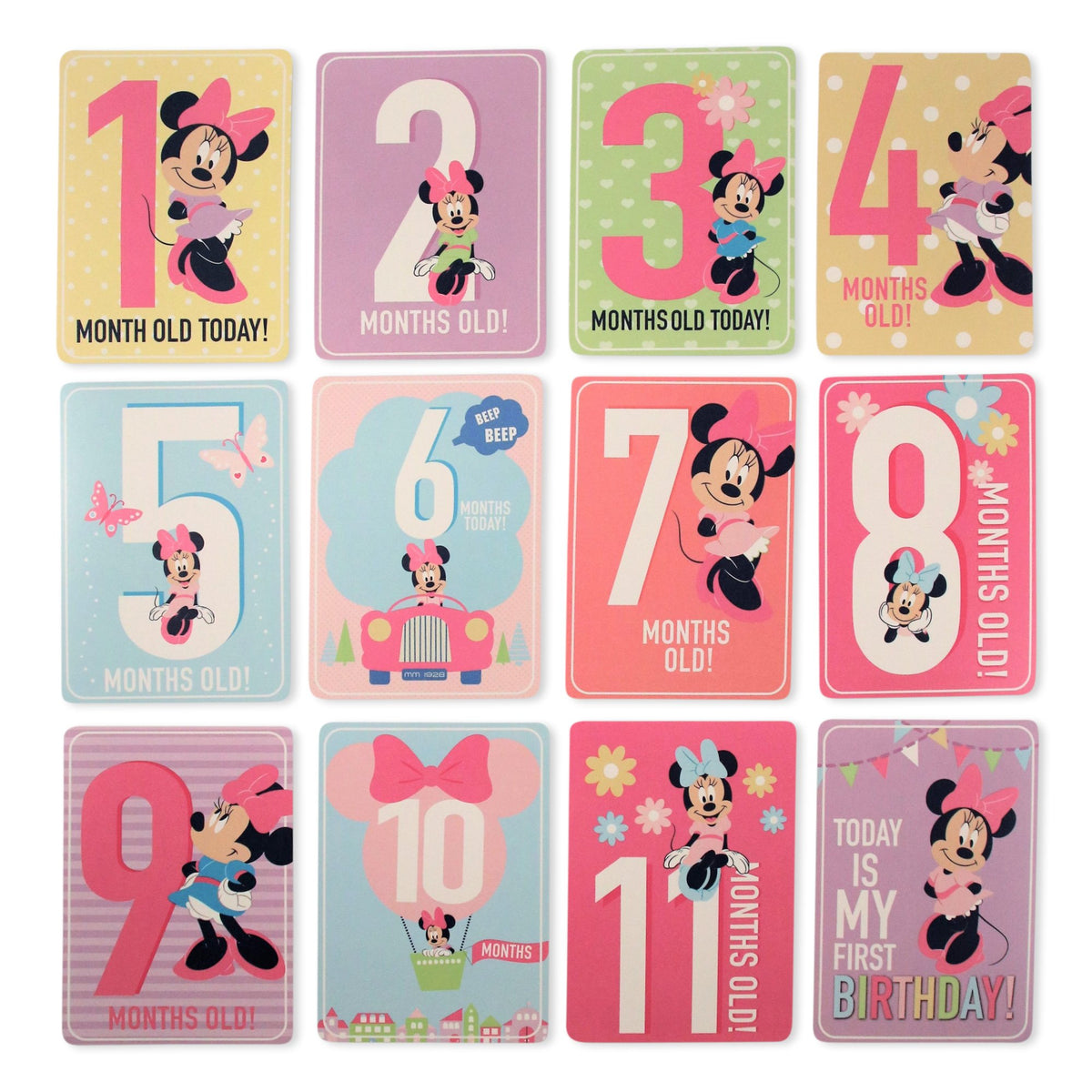Disney Girls Baby Monthly Milestone Cards, Photo Prop Belly Stickers, Minnie Mouse, No Size