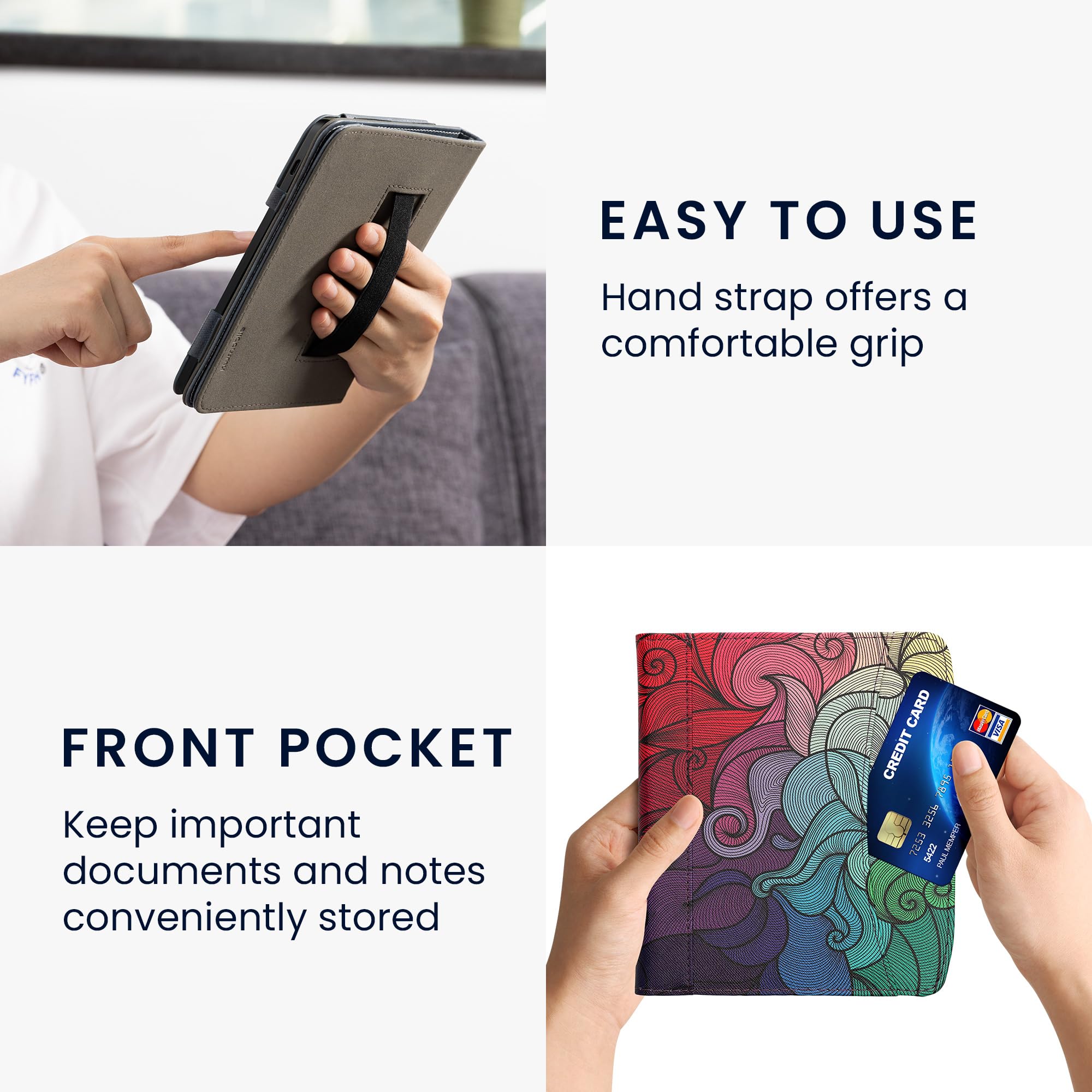 Kwmobile Case Compatible With Pocketbook Era/Era Color   Pu Leather Cover With Magnetic Closure, Strap, Front Pocket   Multicolo