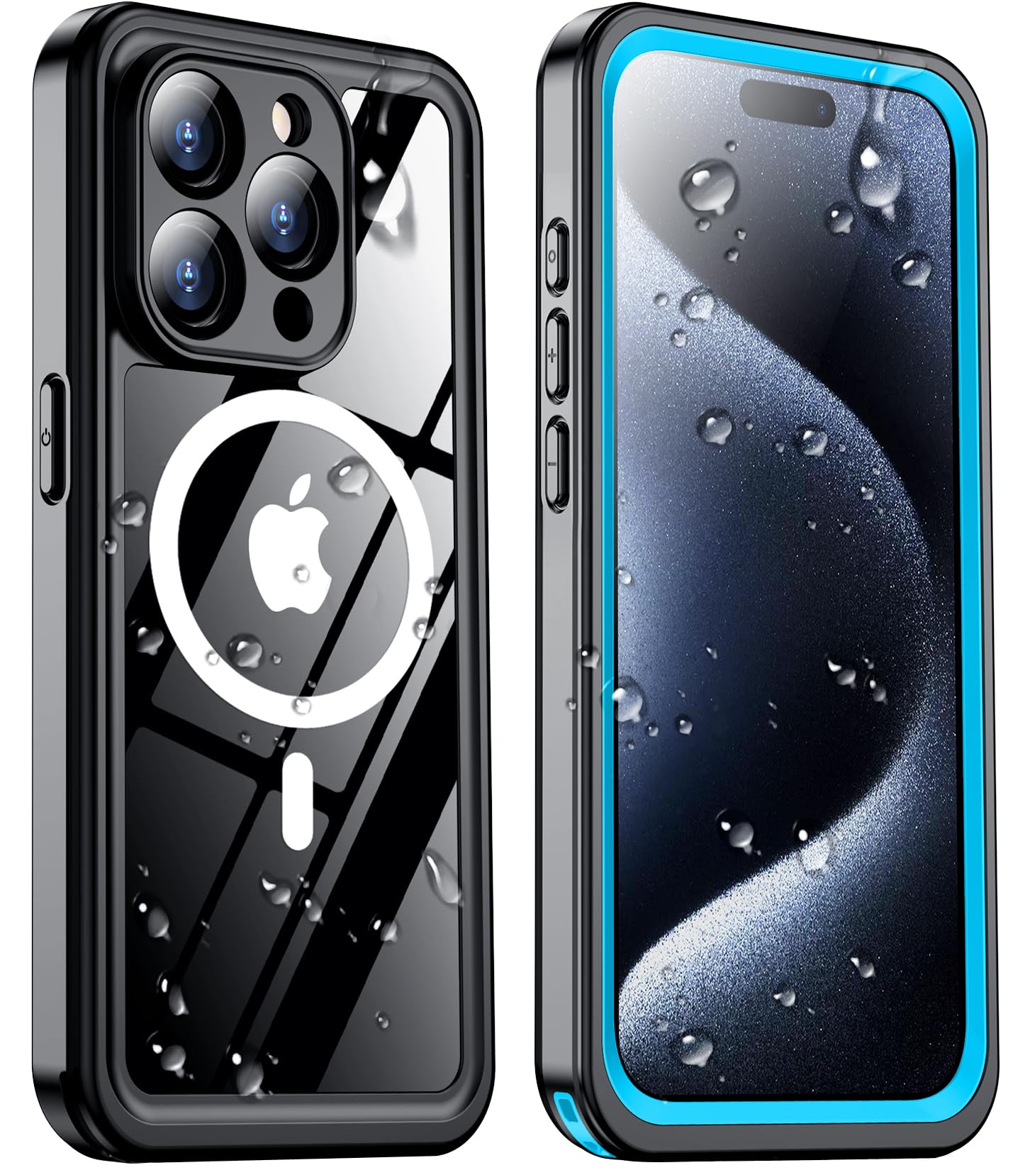 Temdan Magnetic For Iphone 15 Pro Case Waterproof,Built In Screen Protector[Ip68 Underwater][Upgrade Military Dropproof][Compati