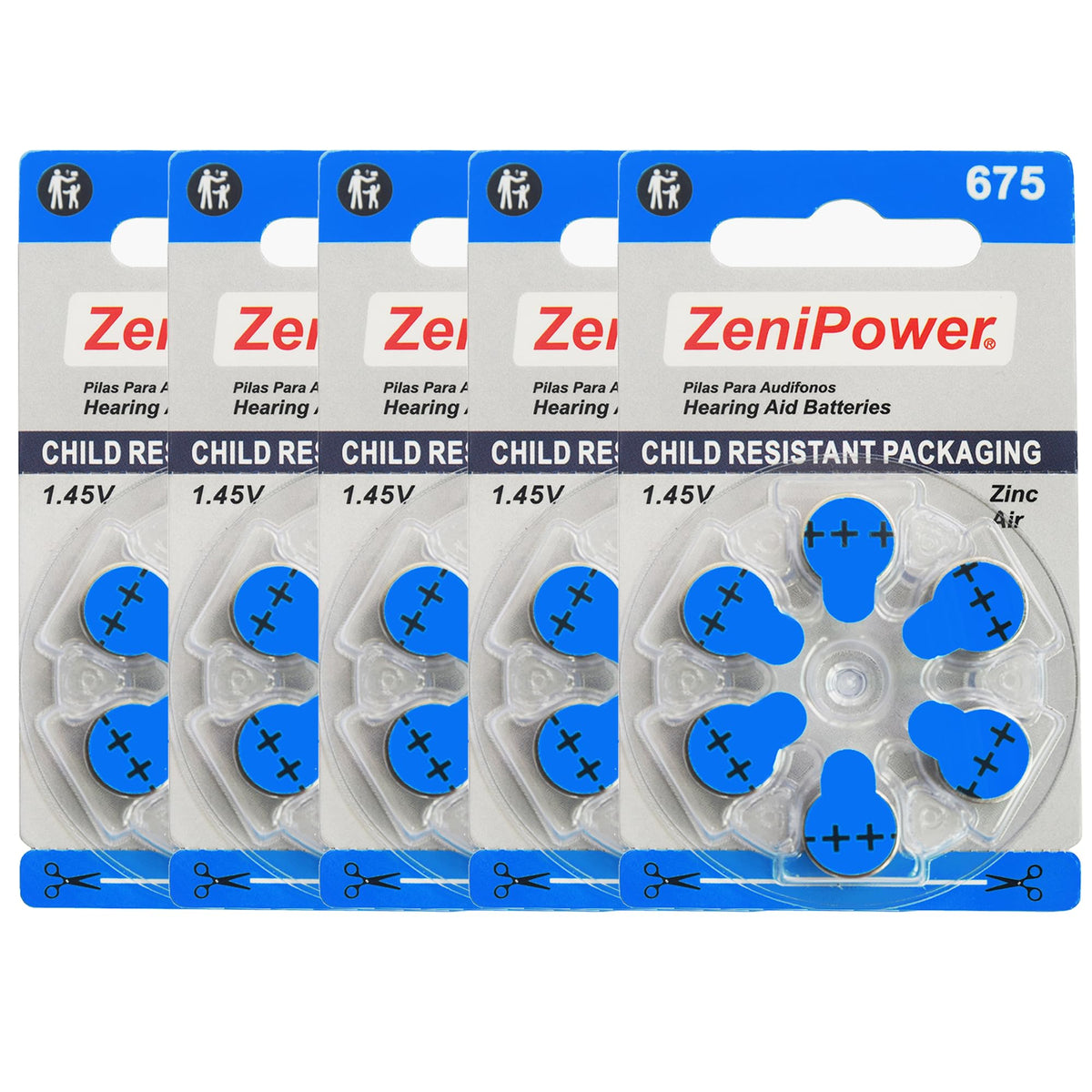 Zenipower Mercury Free Hearing Aid Batteries Zinc Air Size 675 (30 Batteries)