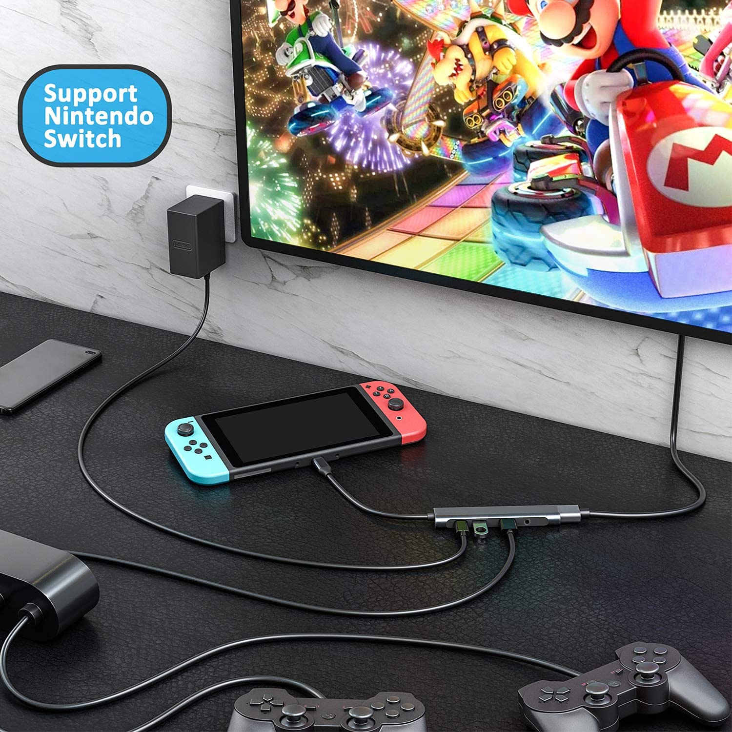 GKEAPZA USB C to HDMI Adapter - 4K HDMI, Type-C Hub, 3.5mm Audio Jack, PD 60W, Model F402, Compatible with Galaxy S25