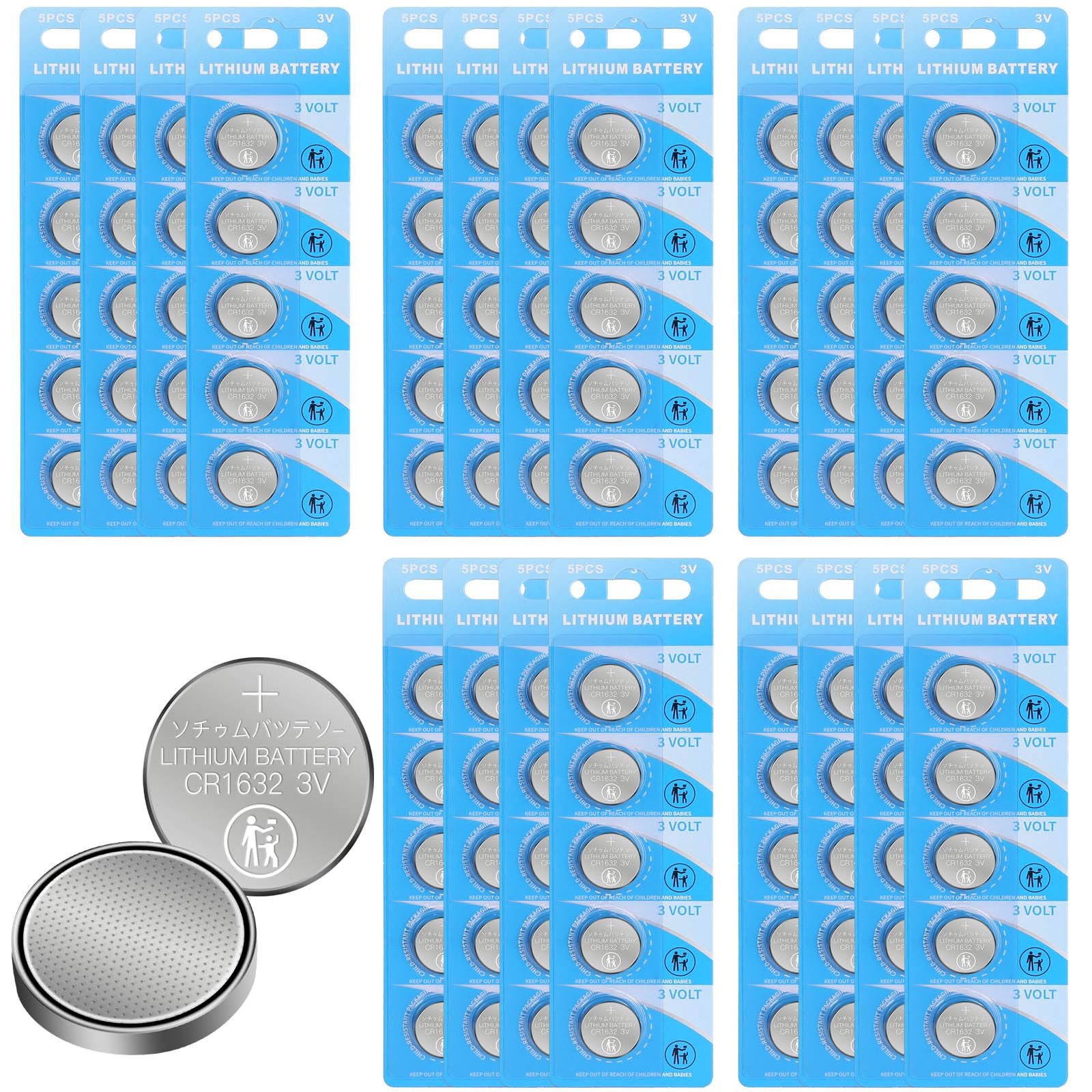 Wanzelonyo Cr1632 Battery Cr1632 3V Lithium Button Cell 100 Count