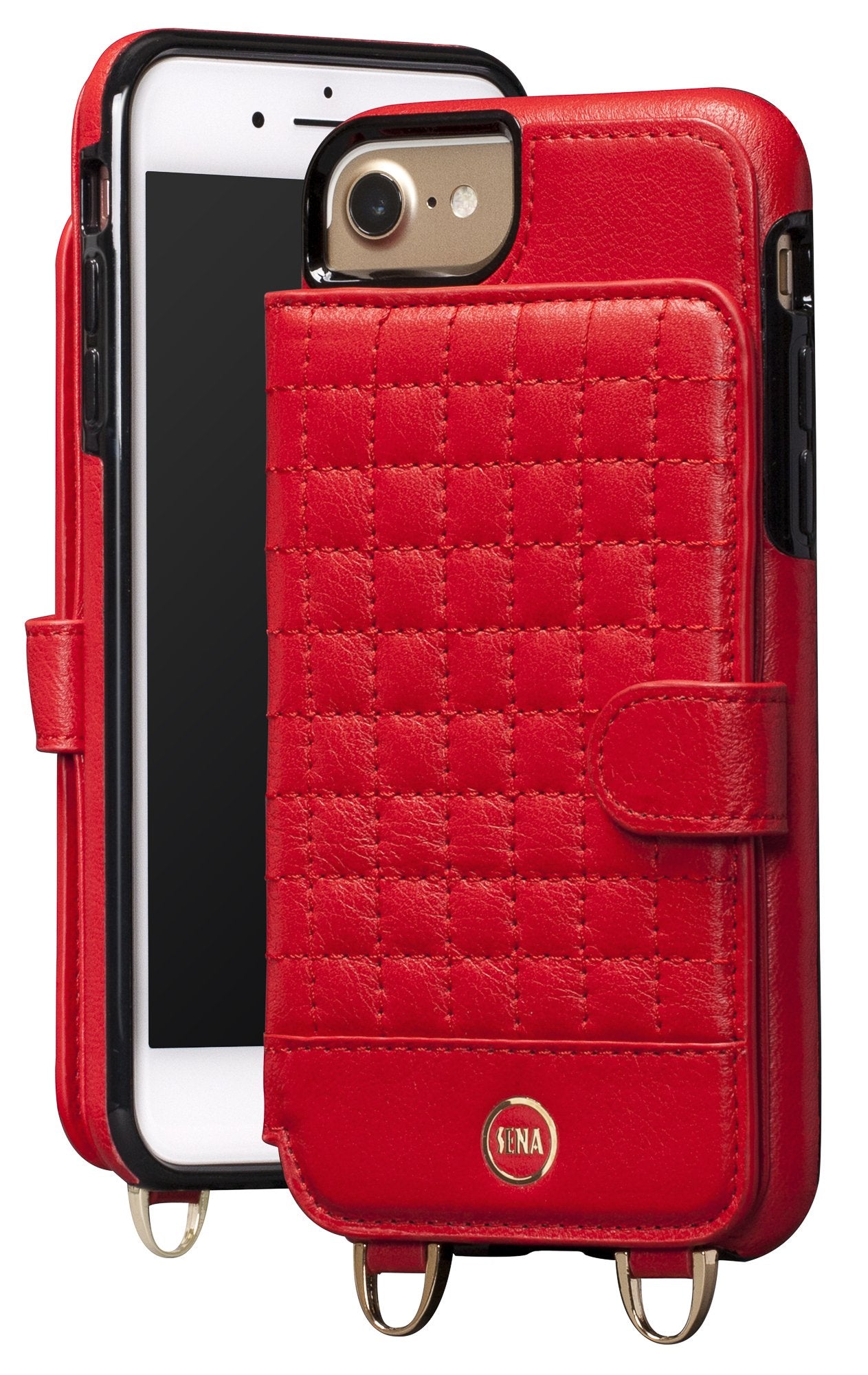 Sena Isa Crossbody Snap On Leather Cell Phone Leather Case for 6/7/8, Red
