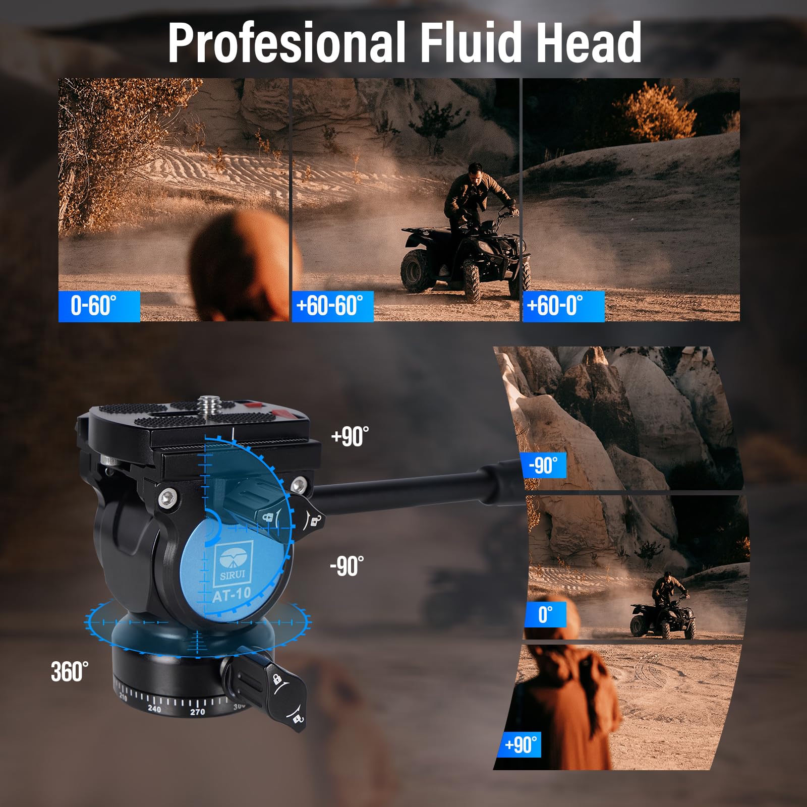 Sirui Carbon Fiber Tripod Lightweight 2Lbs With Panoramic Fluid Head, 59.8� Compact Camera Tripod Quick Release Leg Setup, Reversible Center Column, Reverse Folding Legs, Max Load 11Lbs   Traveler X