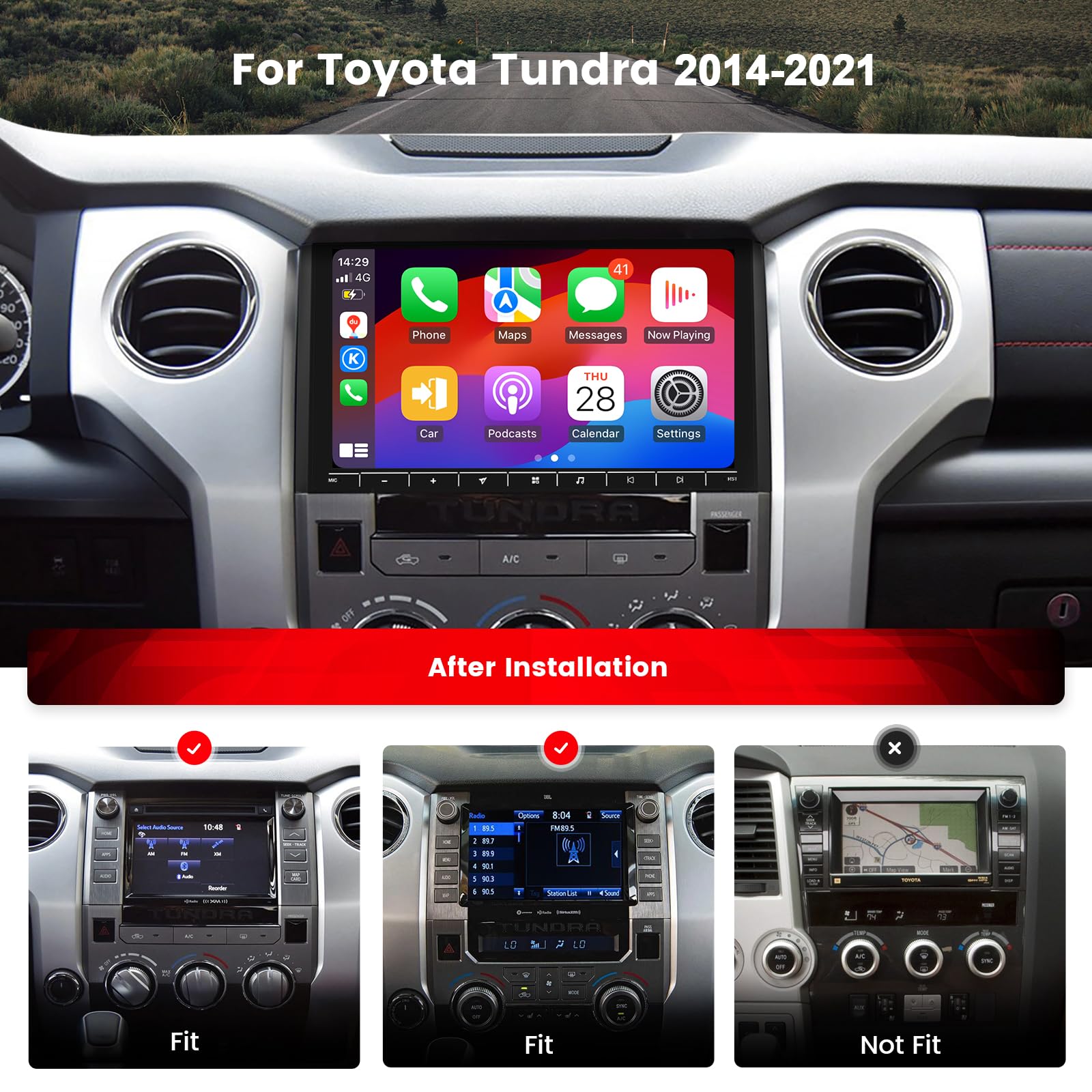 Dasaita Android 13 Radio For Toyota Tundra 2014 2021, 10.2 Inch Qled Touchscreen, Wireless Carplay, Android Auto, 5G Wifi, 4G Lt