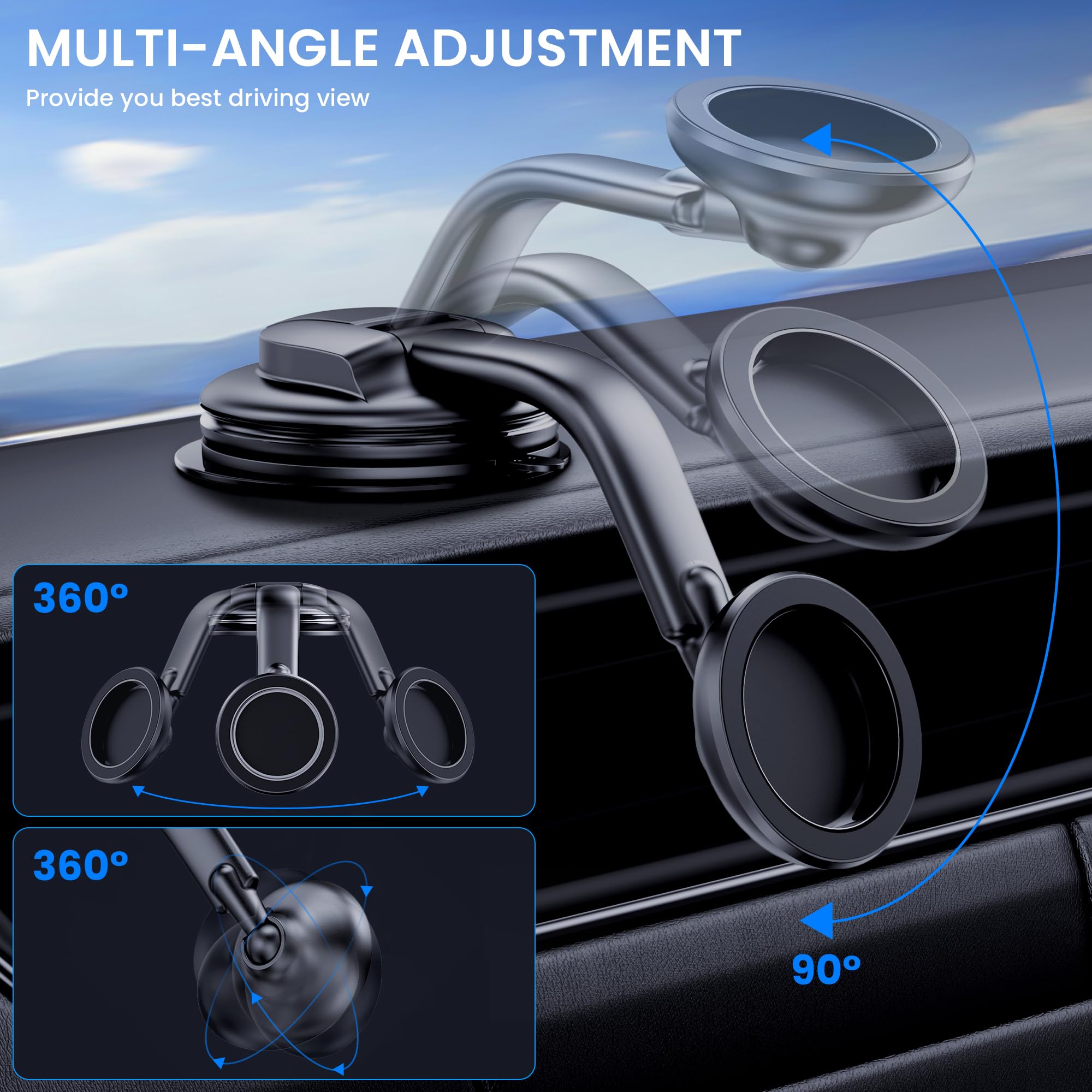 Dolyofg For Magsafe Car Mount,?Strong Magnets & Low Profile? Magnetic Phone Holder For Car Dashboard Windshield Universal Hands