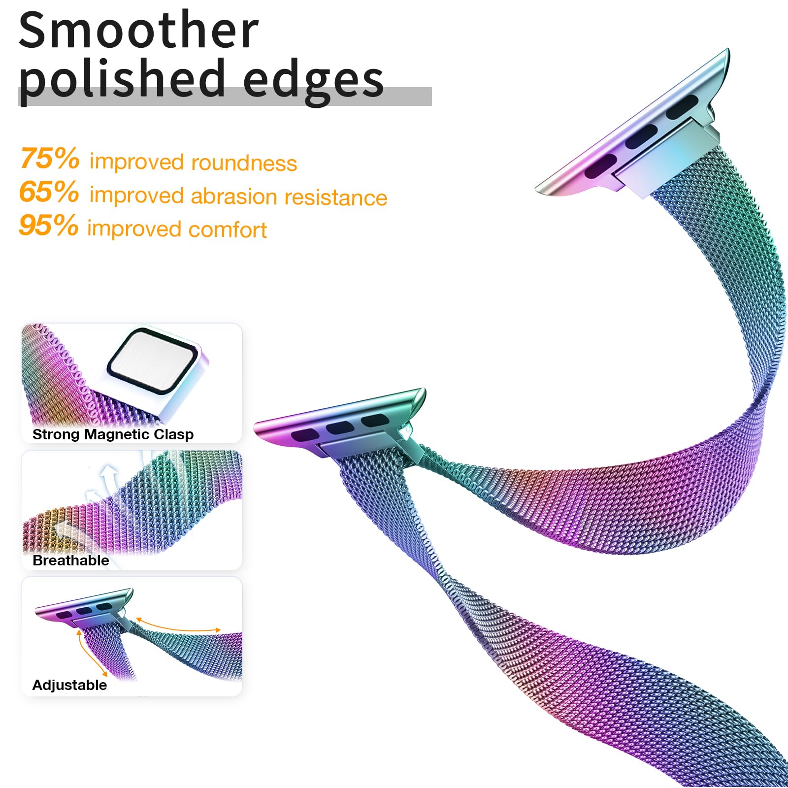 Marge Plus Slim Milanese Loop Compatible With Apple Watch Band For Women 40Mm 41Mm 38Mm 42Mm 44Mm 45Mm 49Mm 46Mm, Stainless Stee