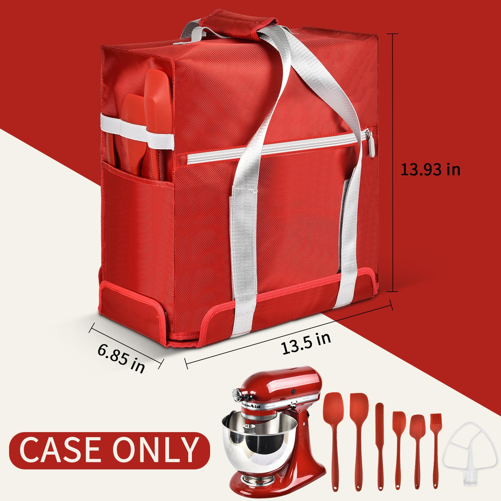 Stand Mixer Cover Compatible With Kitchenaid Stand Mixer 4.5 5 Quart, Portable Travel Storage Case Bag With Multiple Pockets And