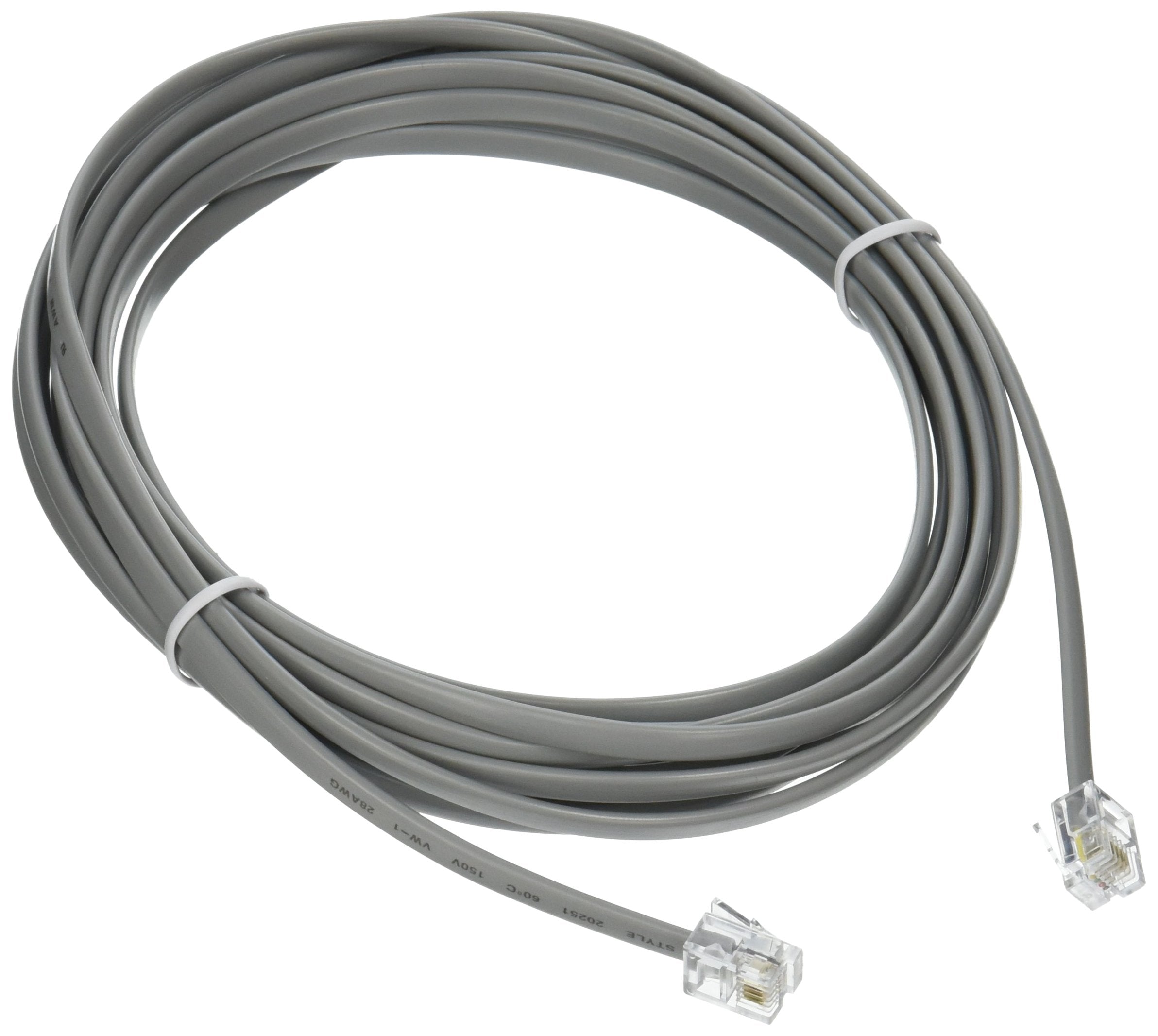 C2G 09591 Rj11 6P4C Straight Modular Cable, Silver (14 Feet, 4.26 Meters)