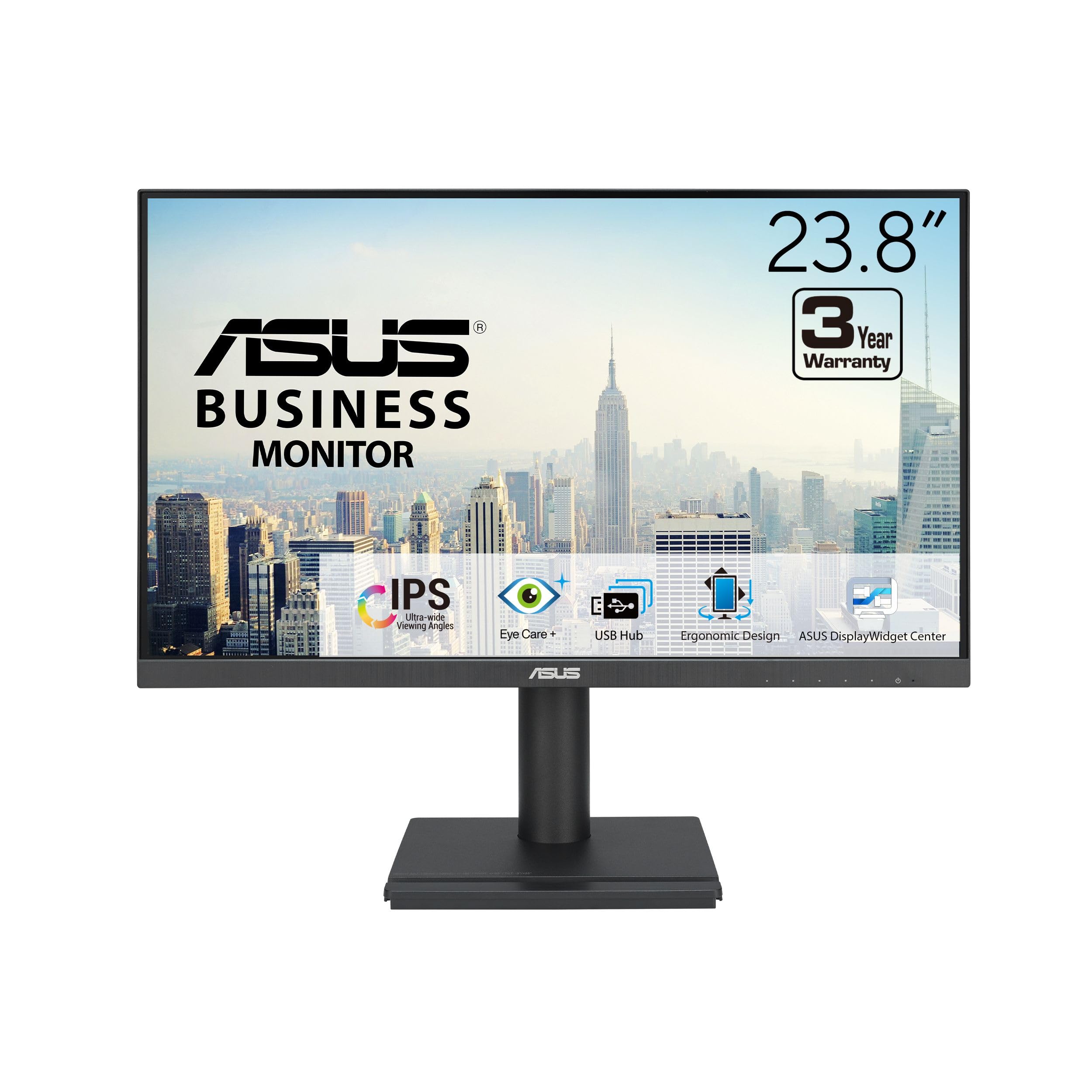 ASUS 24 1080P Business Monitor (VA24DQFS)  IPS, Frameless, 100Hz, 1ms, AdaptiveSync, HDMI, DisplayPort, VGA, for Working an