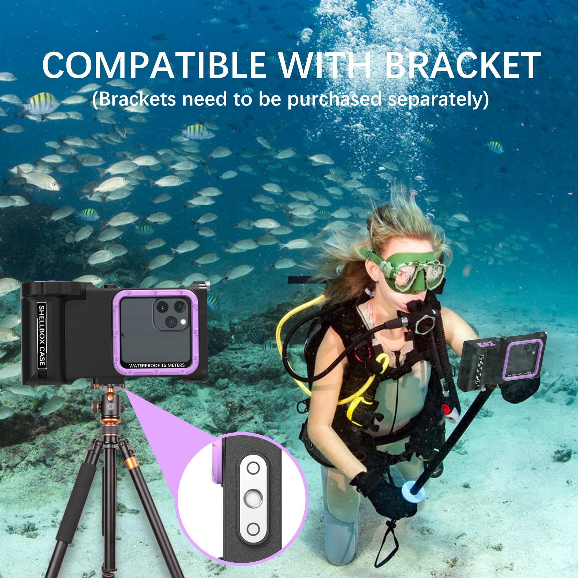 Mruozrui Bluetooth Connection 3Rd Gen Diving Waterproof Case, Professional 15M/50Ft Underwater Photo & Video Case For Snorkeling