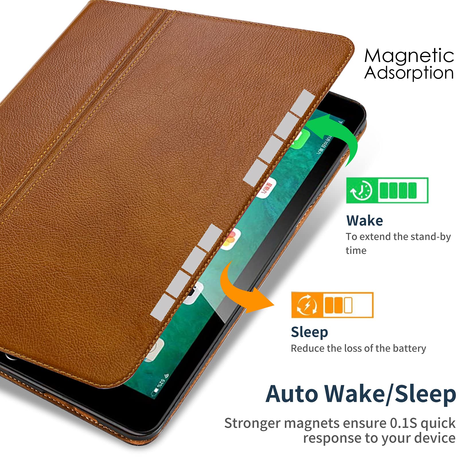 Gexmil Leather Case Compatible With Ipad10.2 Inch 2021/2020/2019, Cowhide Folio Cover For New Ipad 9Th/8Th/7Th Gen Genuine Leath