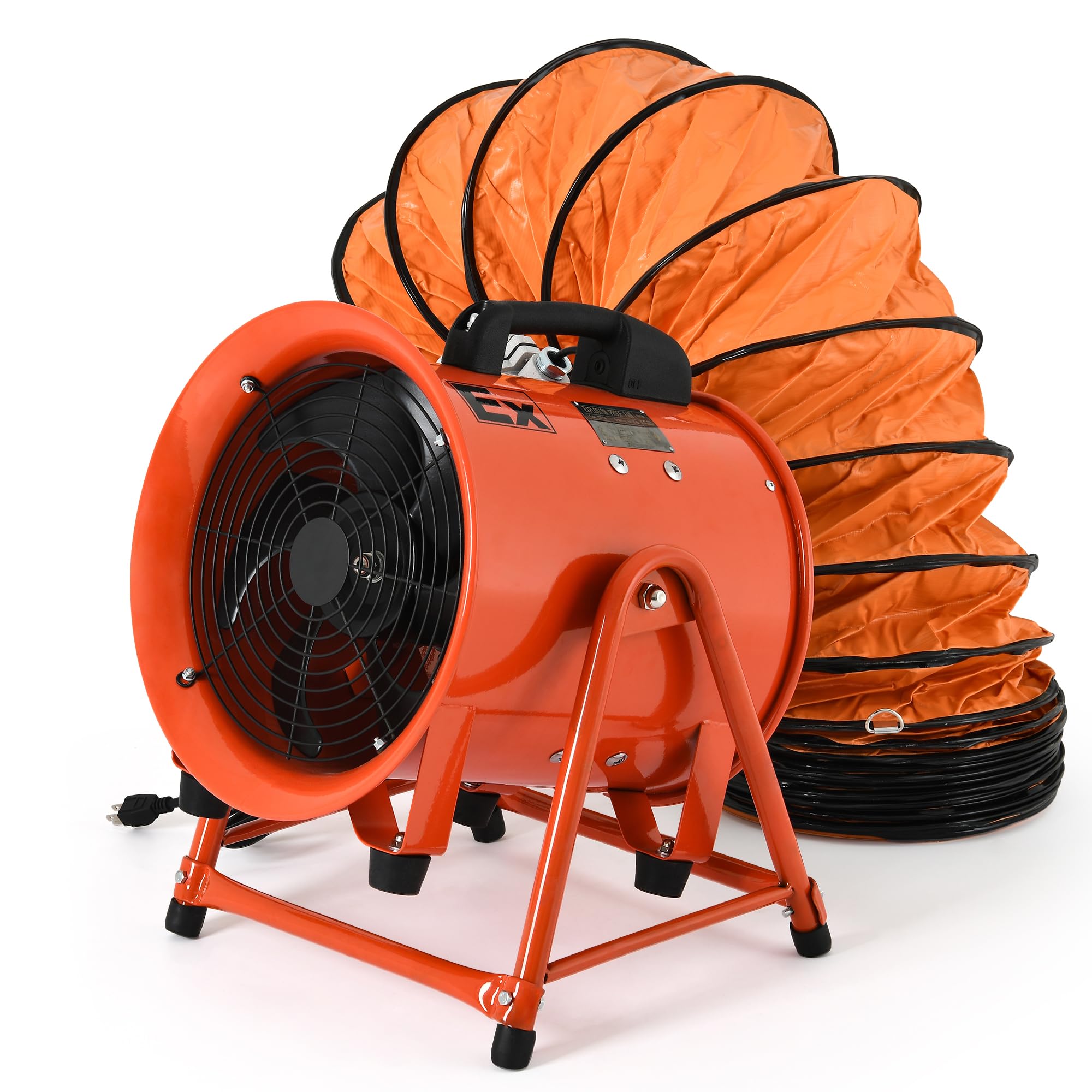 DWVO 12 Inch Explosion Proof Fan, Portable Utility Blower with Adjustable A-frame and 16FT Flexible PVC Duct Hose, Industrial Ex