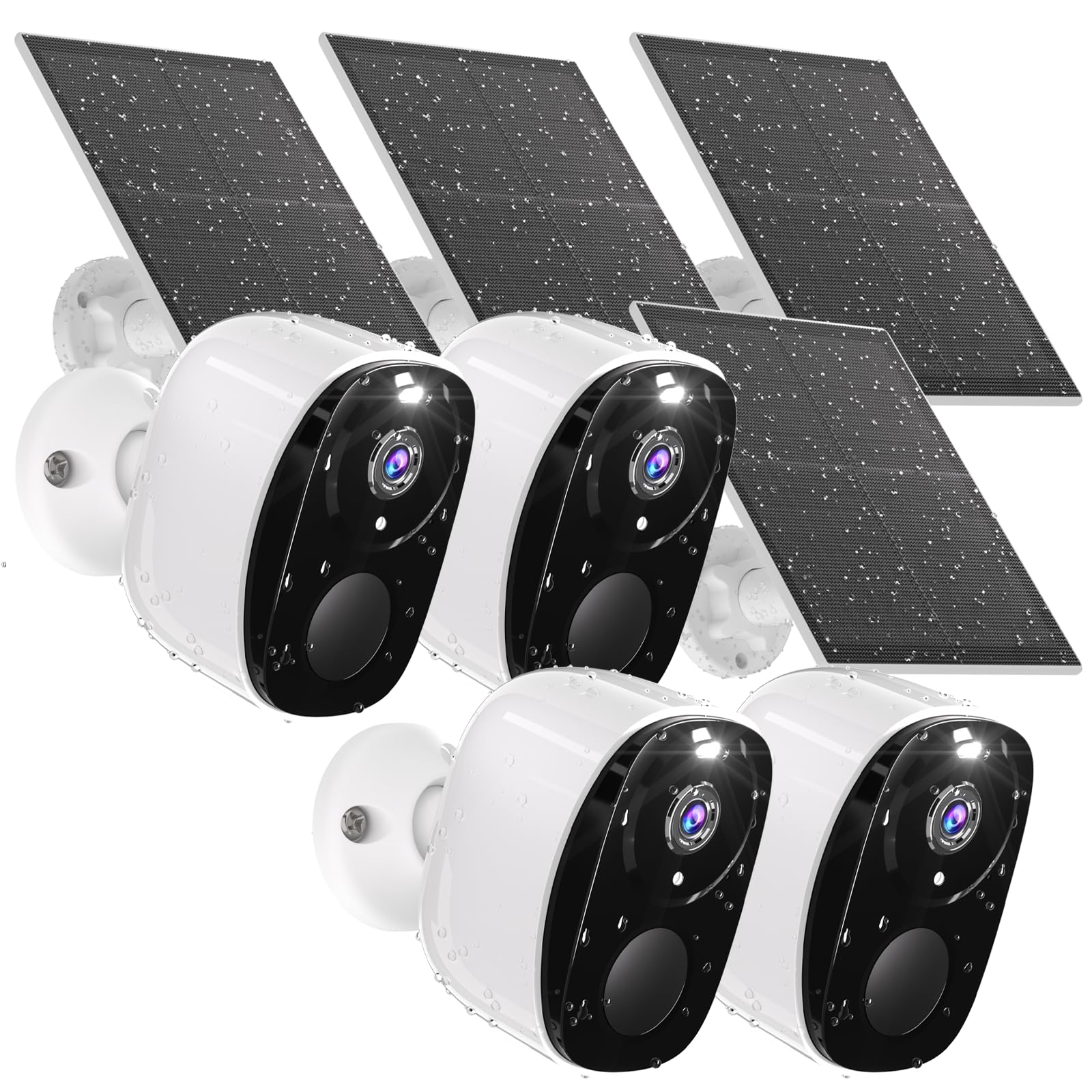 4Pcs 2K Security Camera Wireless Outdoor, Solar Camera For Home Security, Battery Powered Wifi Security Cameras With Color Night