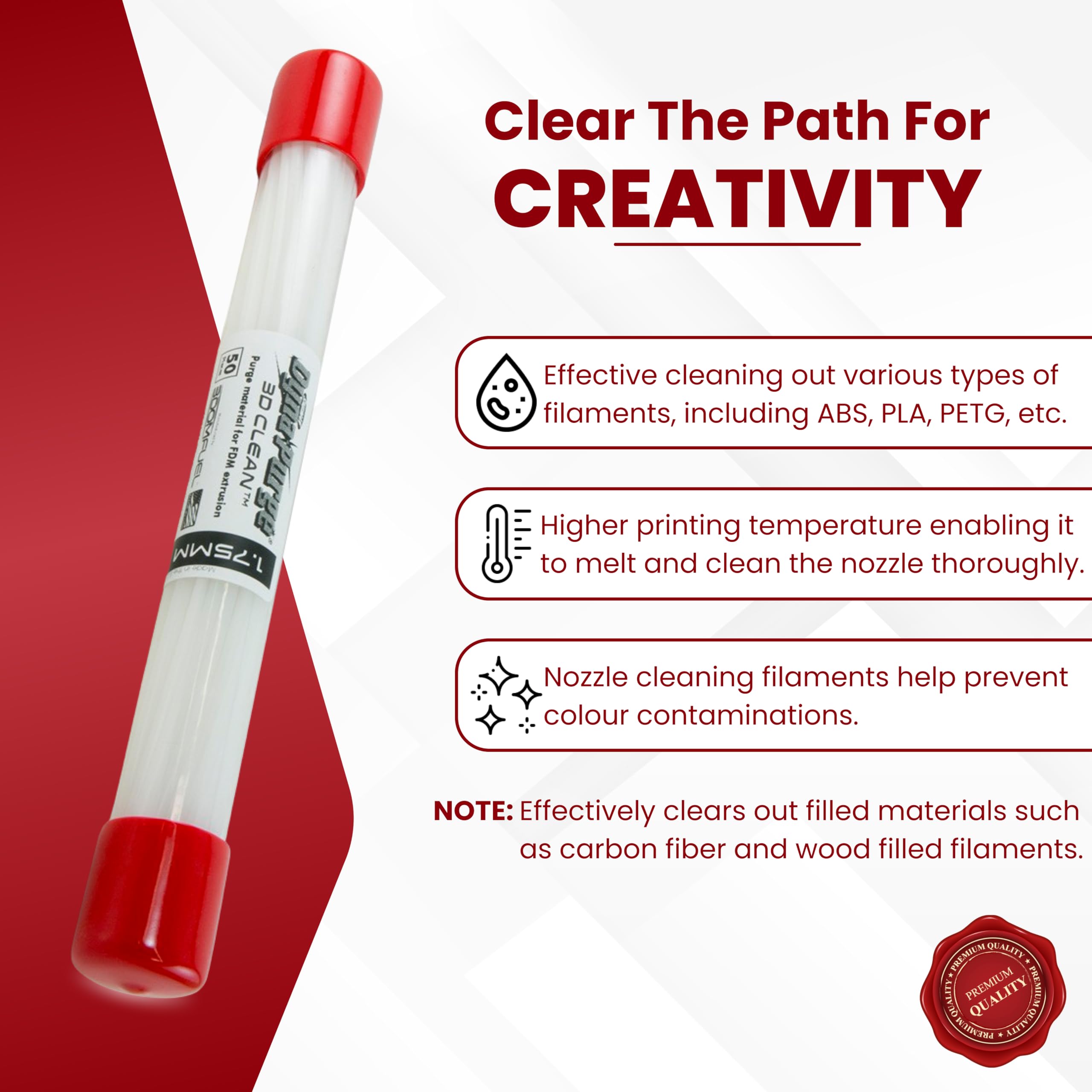 3D Fuel 3D Clean Printer Nozzle Cleaning Filament, Made In Usa | 50 Sticks 1.75Mm +/  0.03Mm