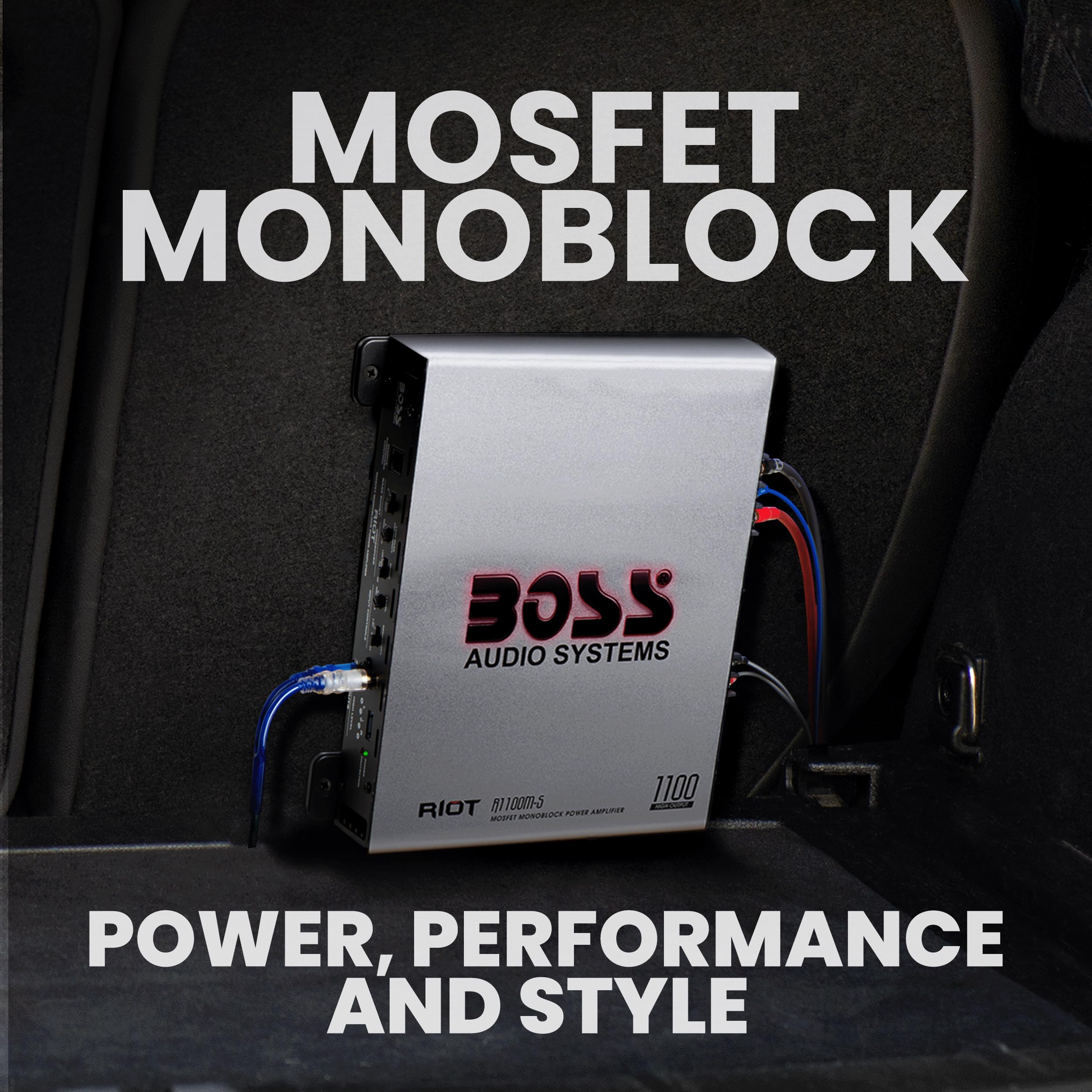 Boss Audio Systems R1100M S Monoblock Car Amplifier   1100 High Output, 2 8 Ohm Stable, Low/High Level Inputs, Low Pass Crossove