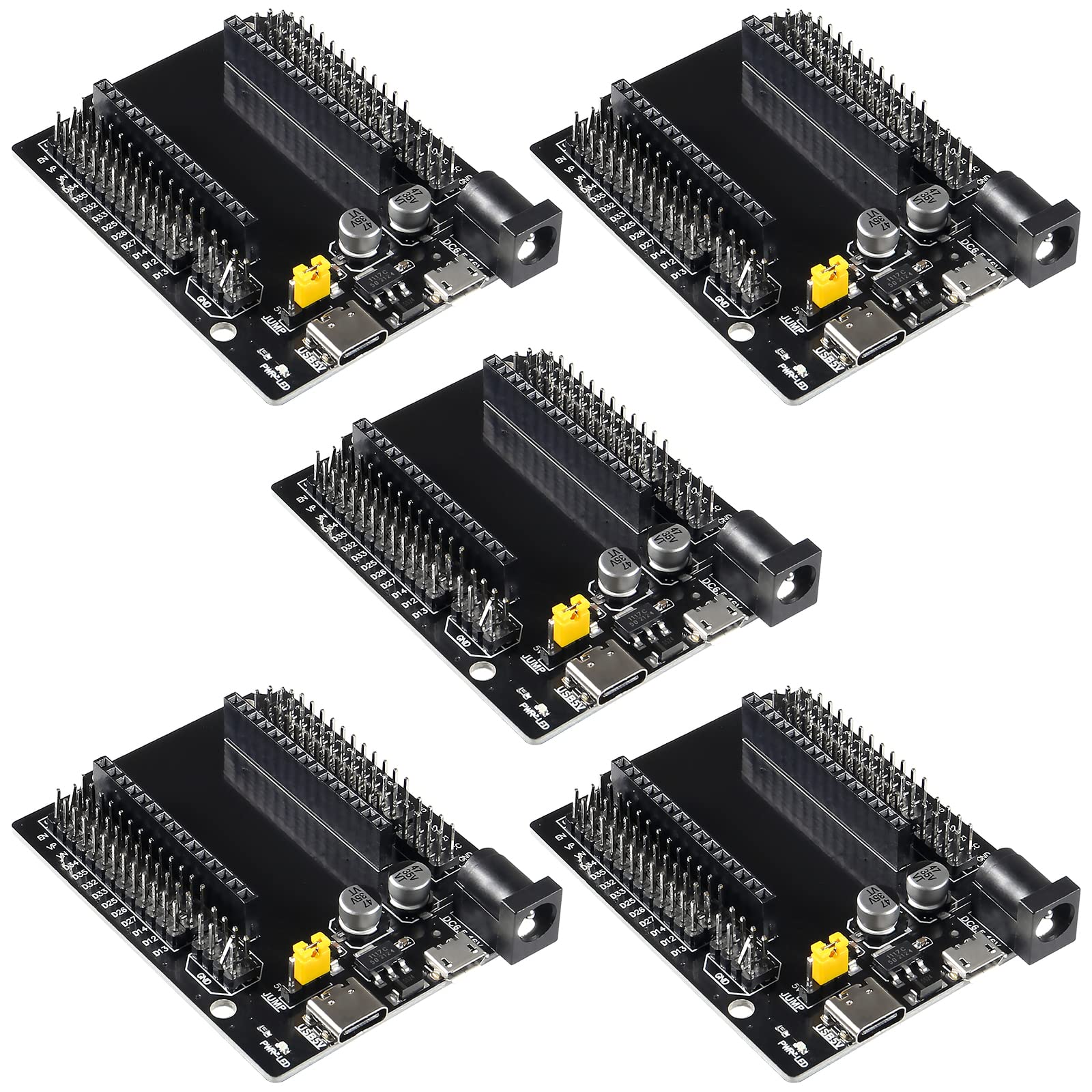 Dorhea 5Pcs Esp32 Development Board Gpio Breakout Board 30Pin Type C Micro Usb Dual Interface Esp32 Shield 30P Ultra Low Power D