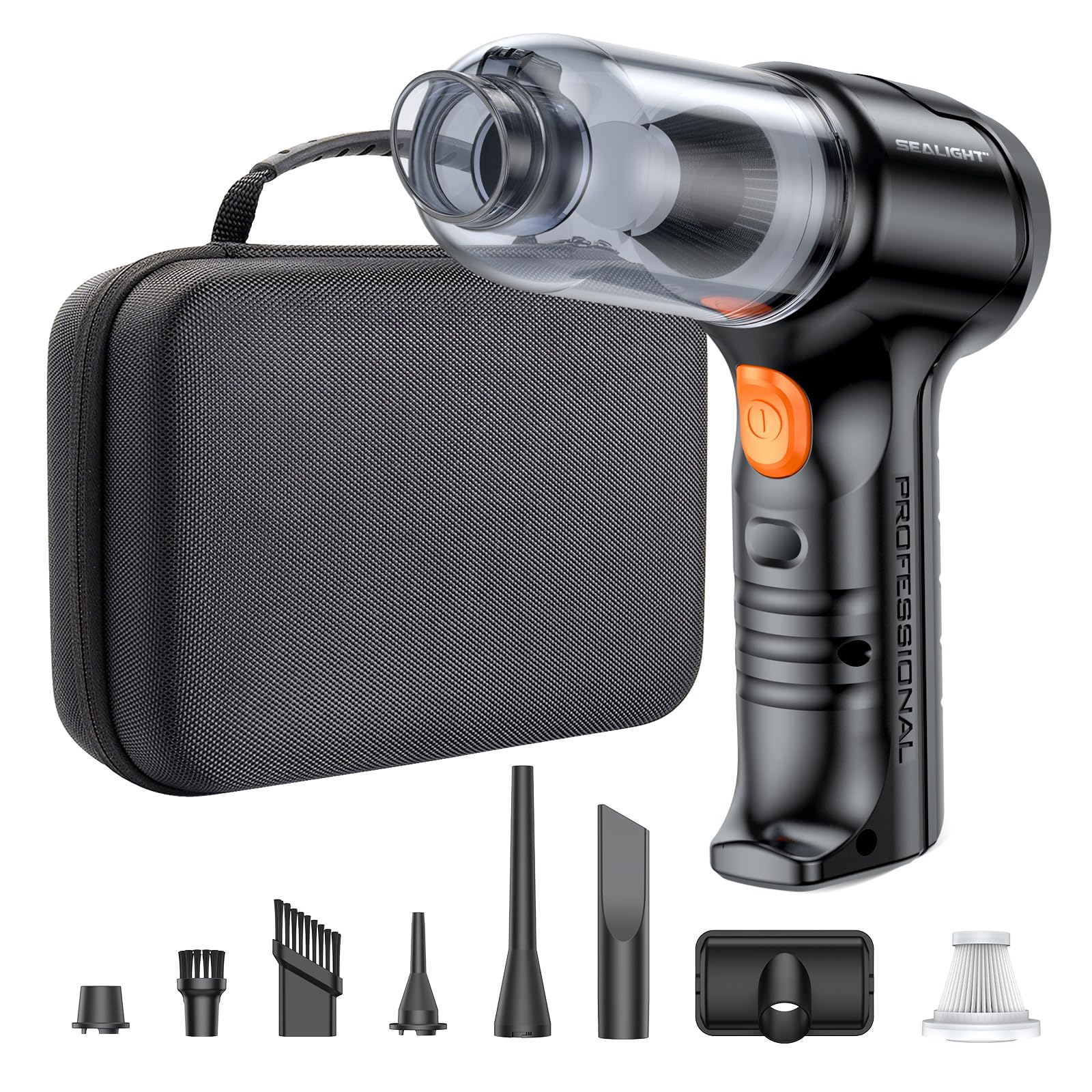 SEALIGHT Mini Car Vacuum Wireless, High Power Suction and Air Duster, Lightweight and Compact Handheld Vacuum, Portable Vacuum C