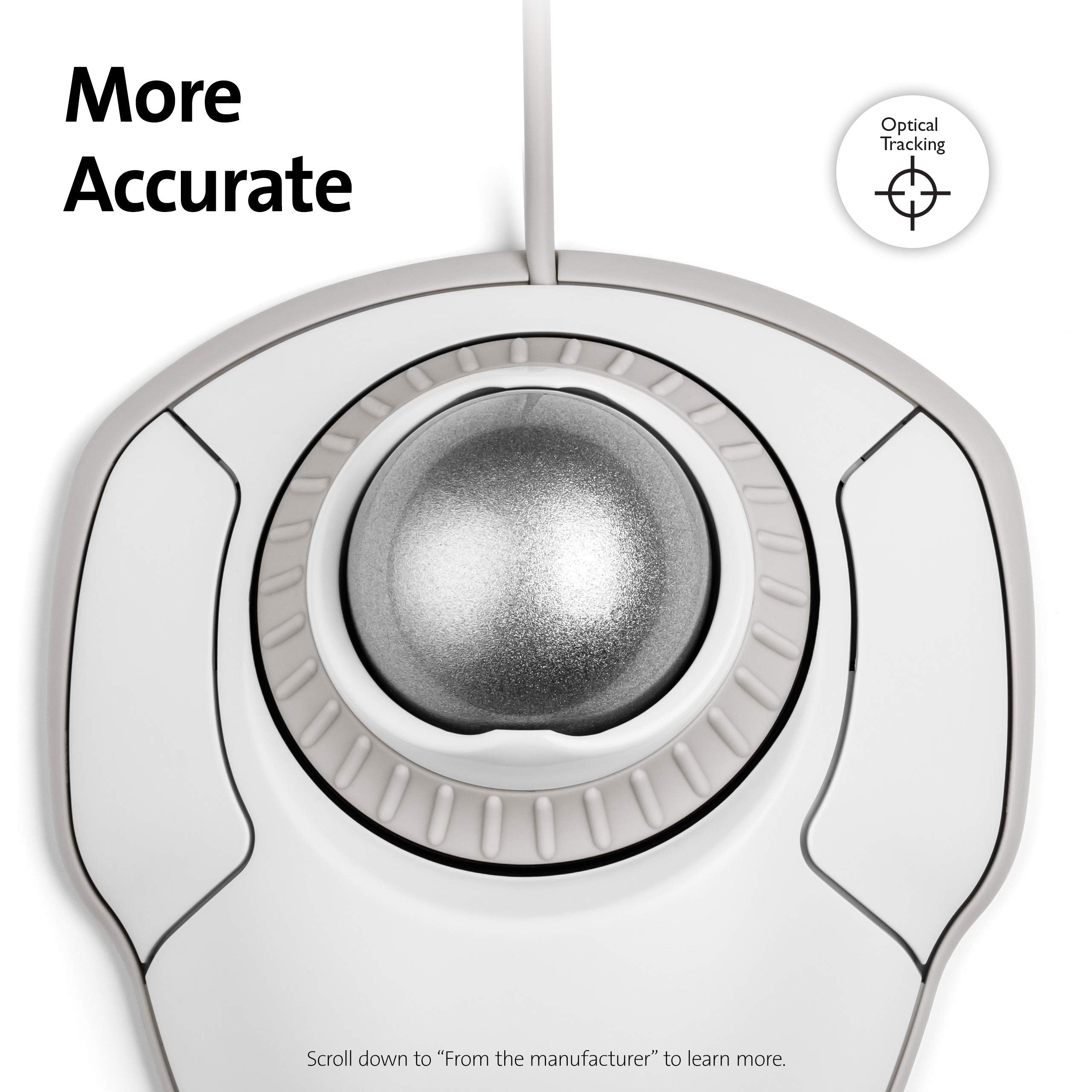 Kensington Orbit Trackball Mouse With Scroll Ring (White) (K72500Ww)