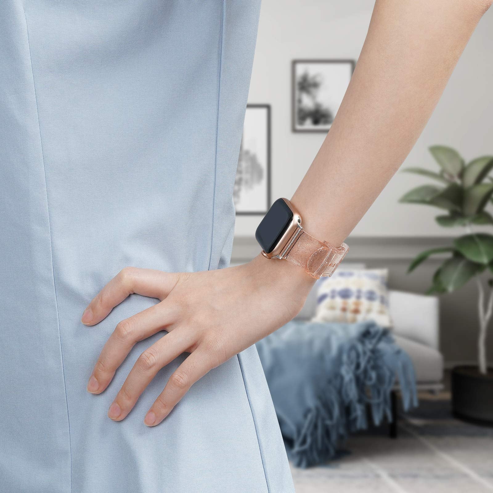 Iiteeology Compatible With Apple Watch Band 42Mm 44Mm 45Mm 49Mm, Women Glitter Silicone Sports Iwatch Band For Iwatch Ultra 2/Se