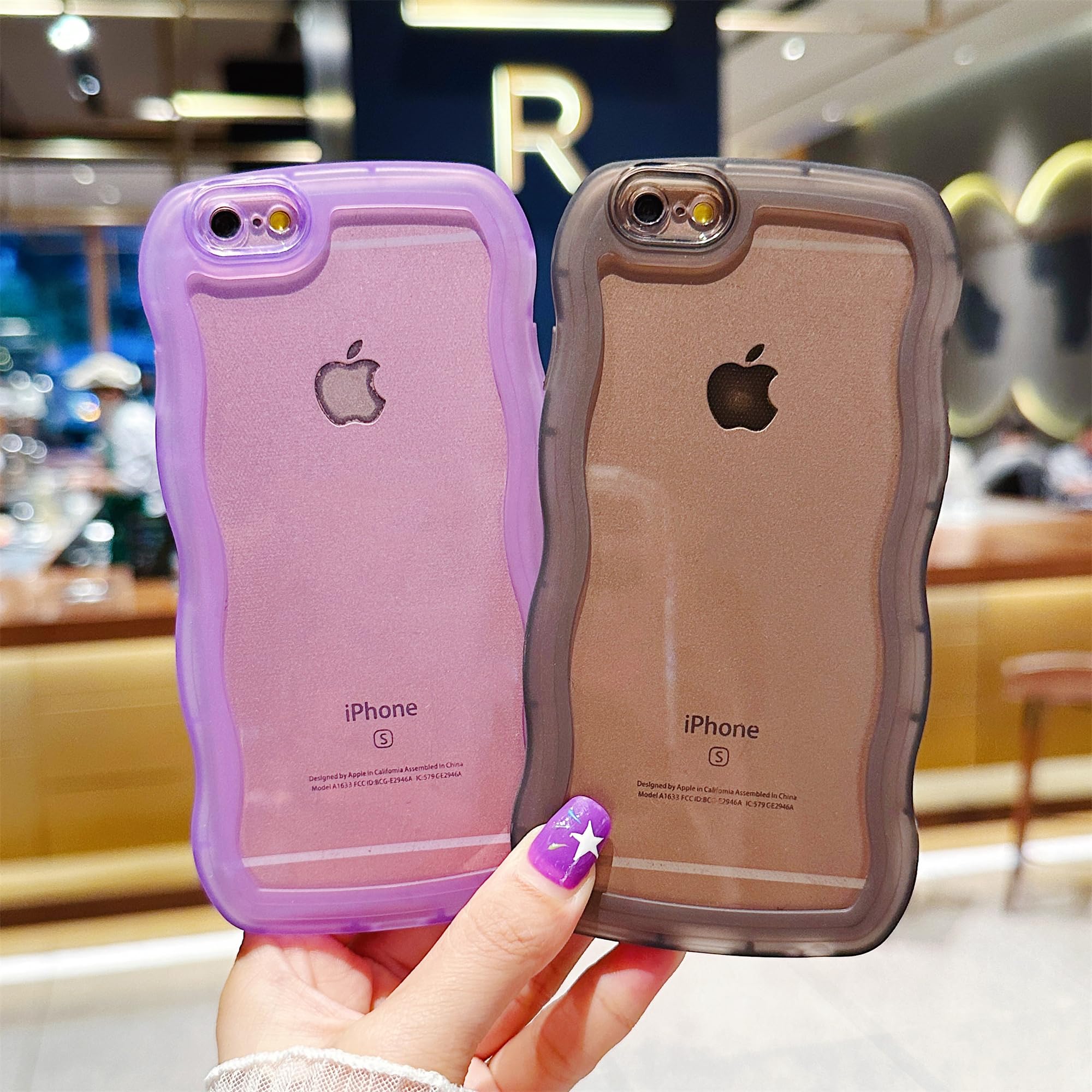 Skylmw Compatible With Iphone 6S Plus/6 Plus Case 5.5'', Cute Kawaii Curly Wave Frame Shape Soft Silicone Shockproof Protective