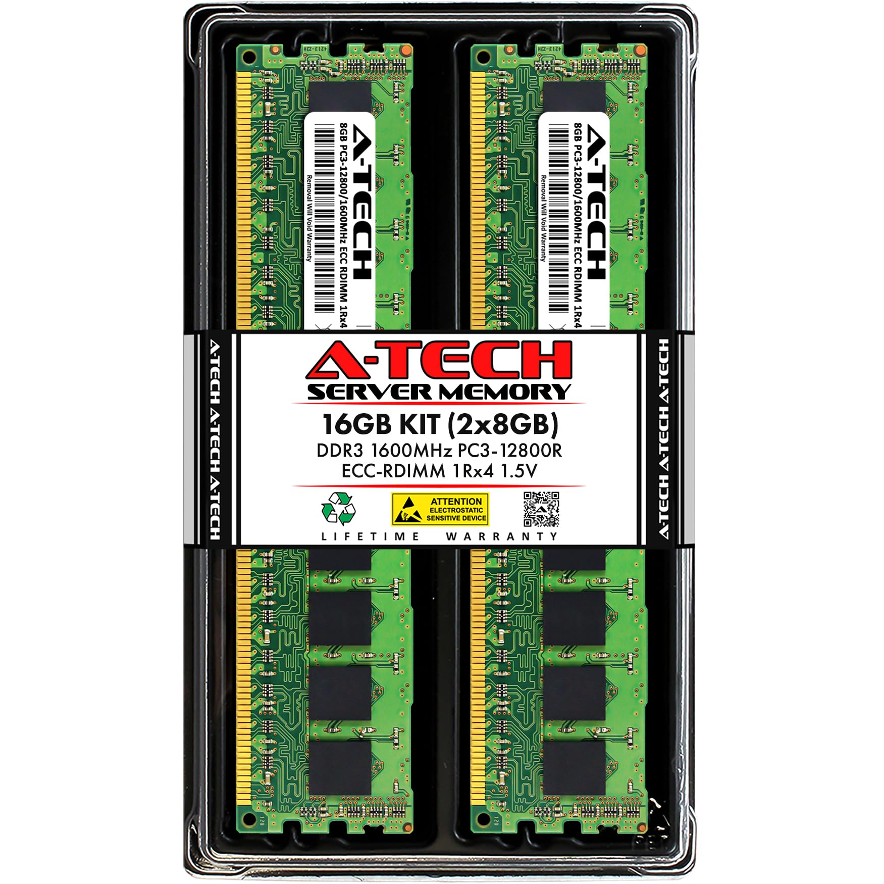 A Tech 16Gb Kit (2X8Gb) Ddr3 1600Mhz Pc3 12800R Ecc Rdimm 1Rx4 Single Rank 1.5V Ecc Registered Dimm 240 Pin Server Ram Memory Up