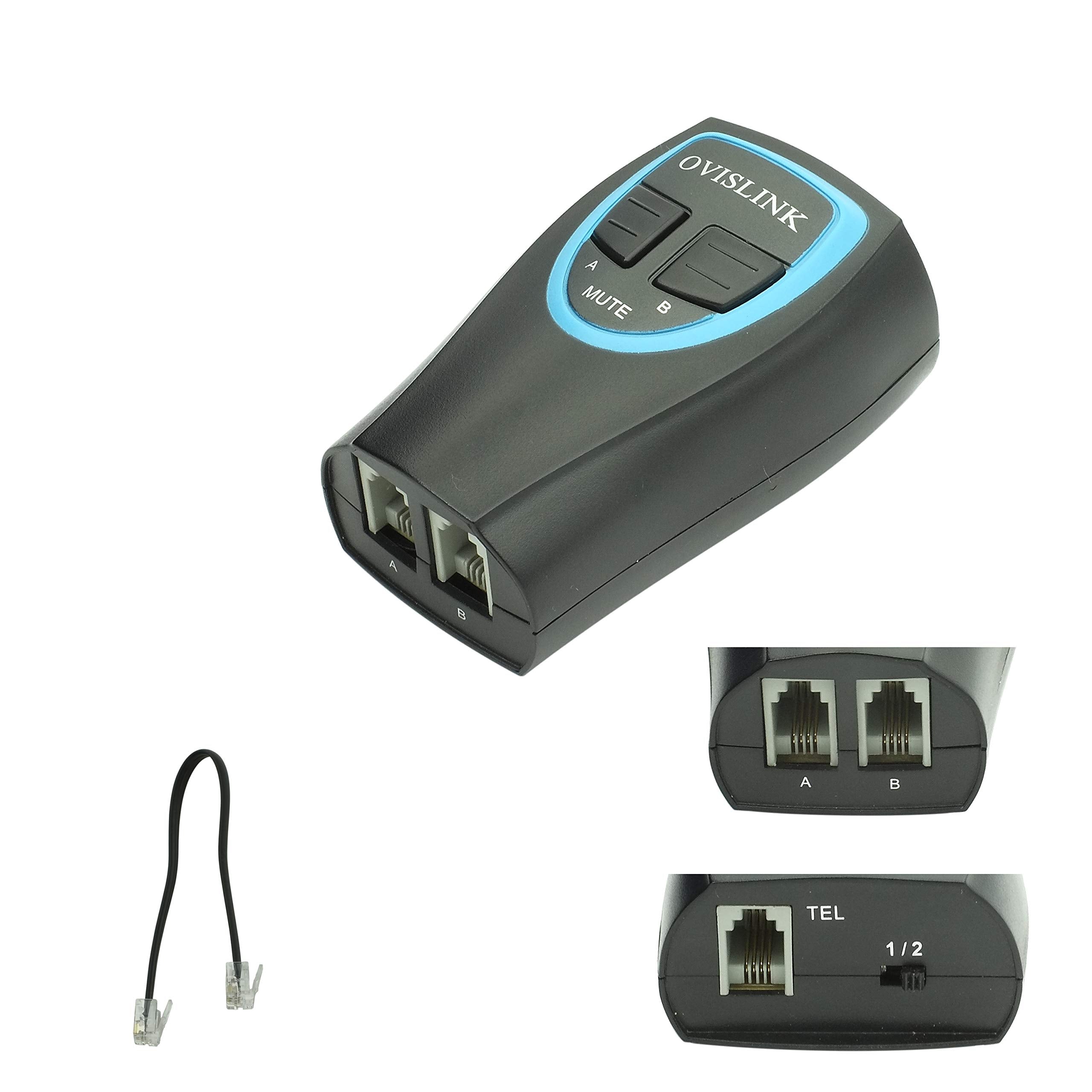Ovislink Call Center Headset Training Adapter Compatible With All Rj9 Headsets, Included Wireless Headsets | Connect 2 Rj9 Headsets To 1 Telephone | Mute Buttons For Each Of The Headsets