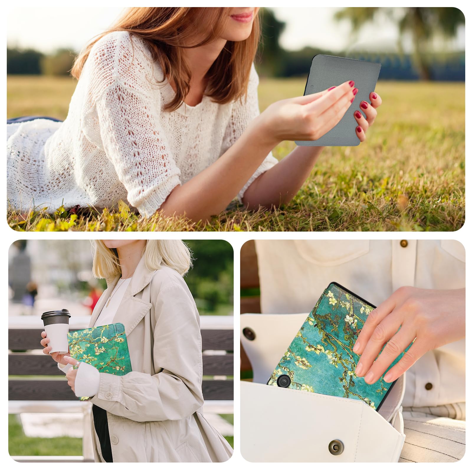 Caweet Case For Kobo Libra Colour (Model:N428, 2024 Release), Ultra Lightweight Pu Leather Shell Cover With Auto Wake/Sleep, Alm