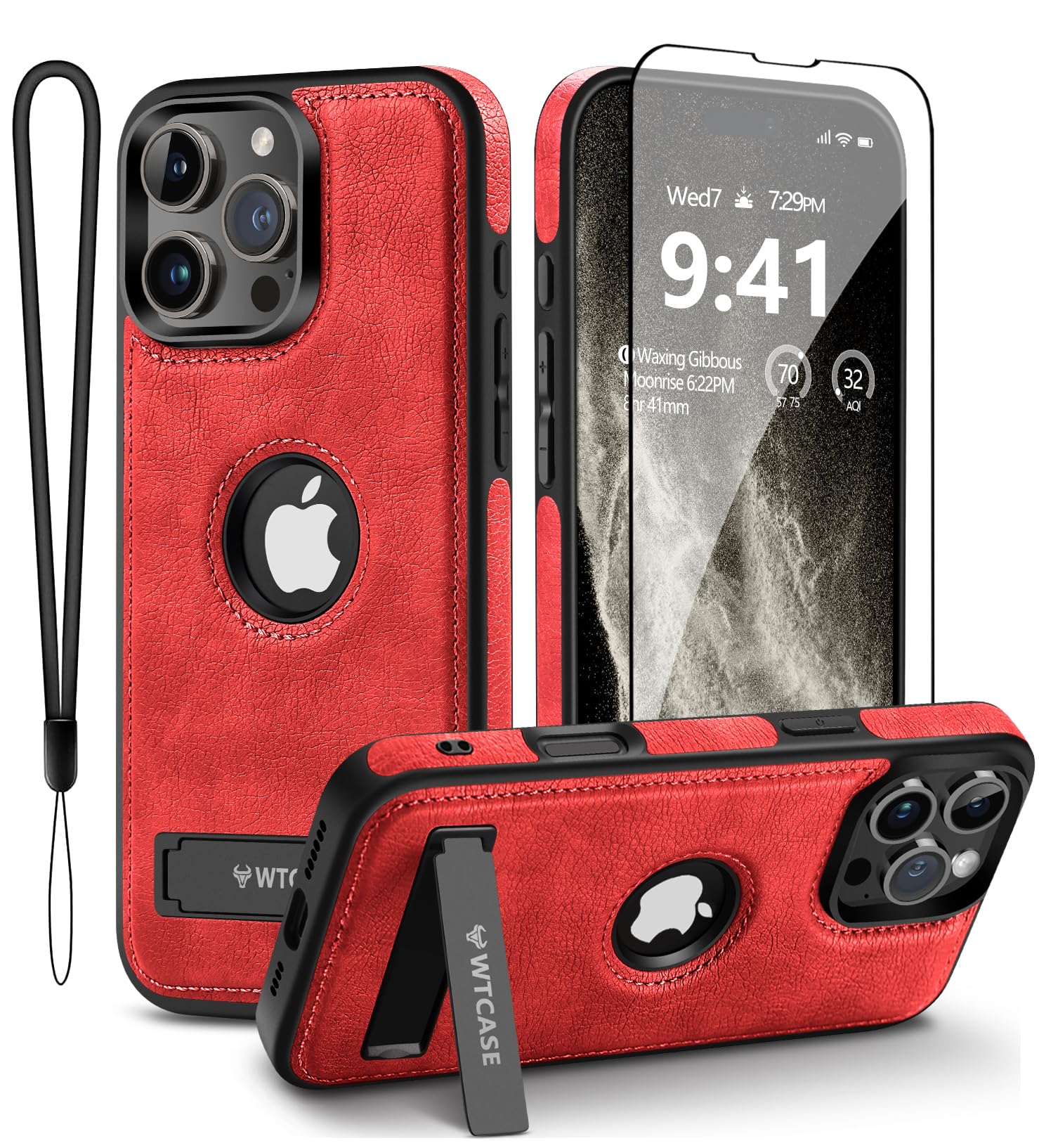 Wtcase Magnetic For Iphone 16 Pro Max Leather Case,Built In Invisible Stand [Compatible With Magsafe] Protective Slim Kickstand