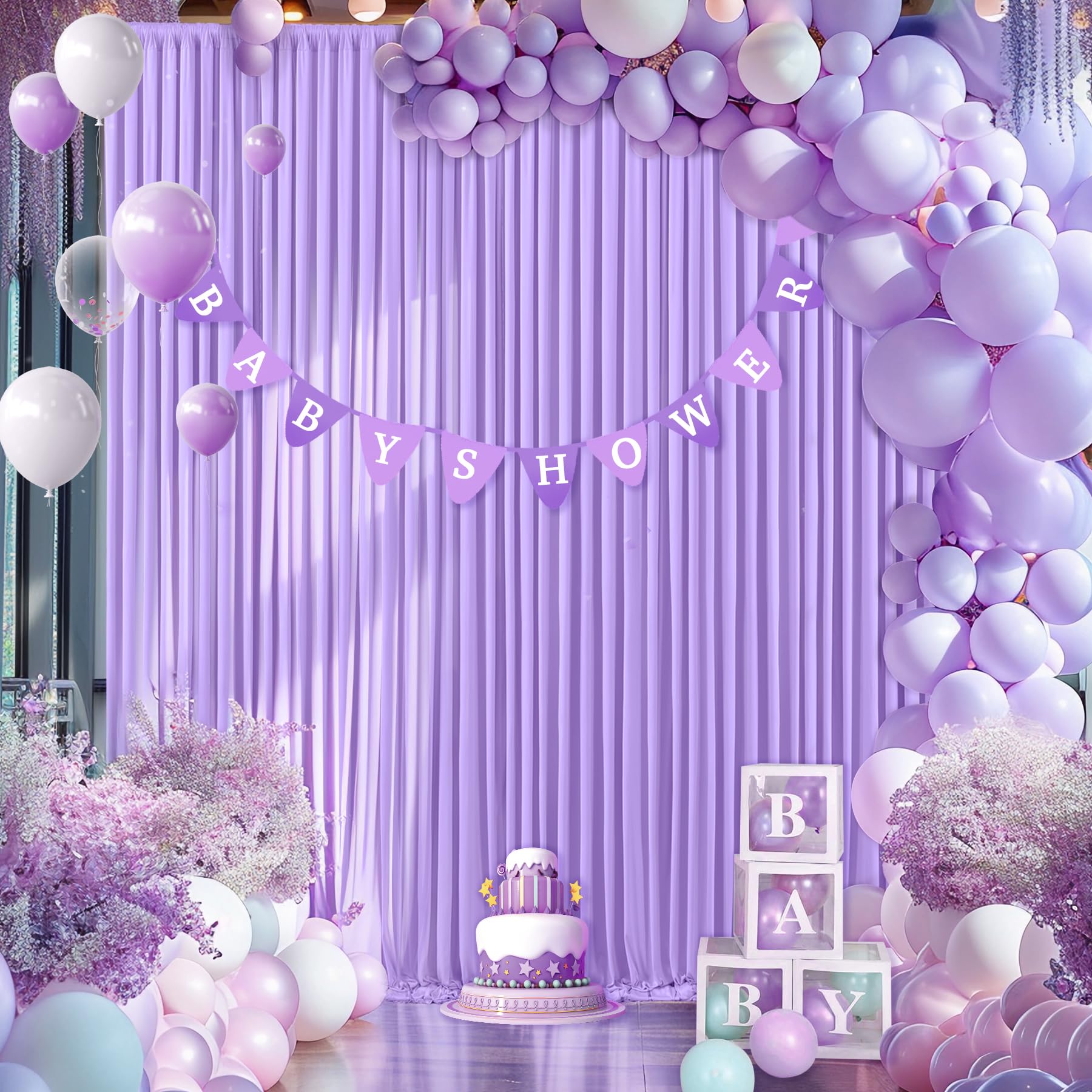 Lavender Backdrop Curtain For Parties Wedding Wrinkle Free Light Purple Photo Curtains Backdrop Drapes Fabric Decoration For Bab