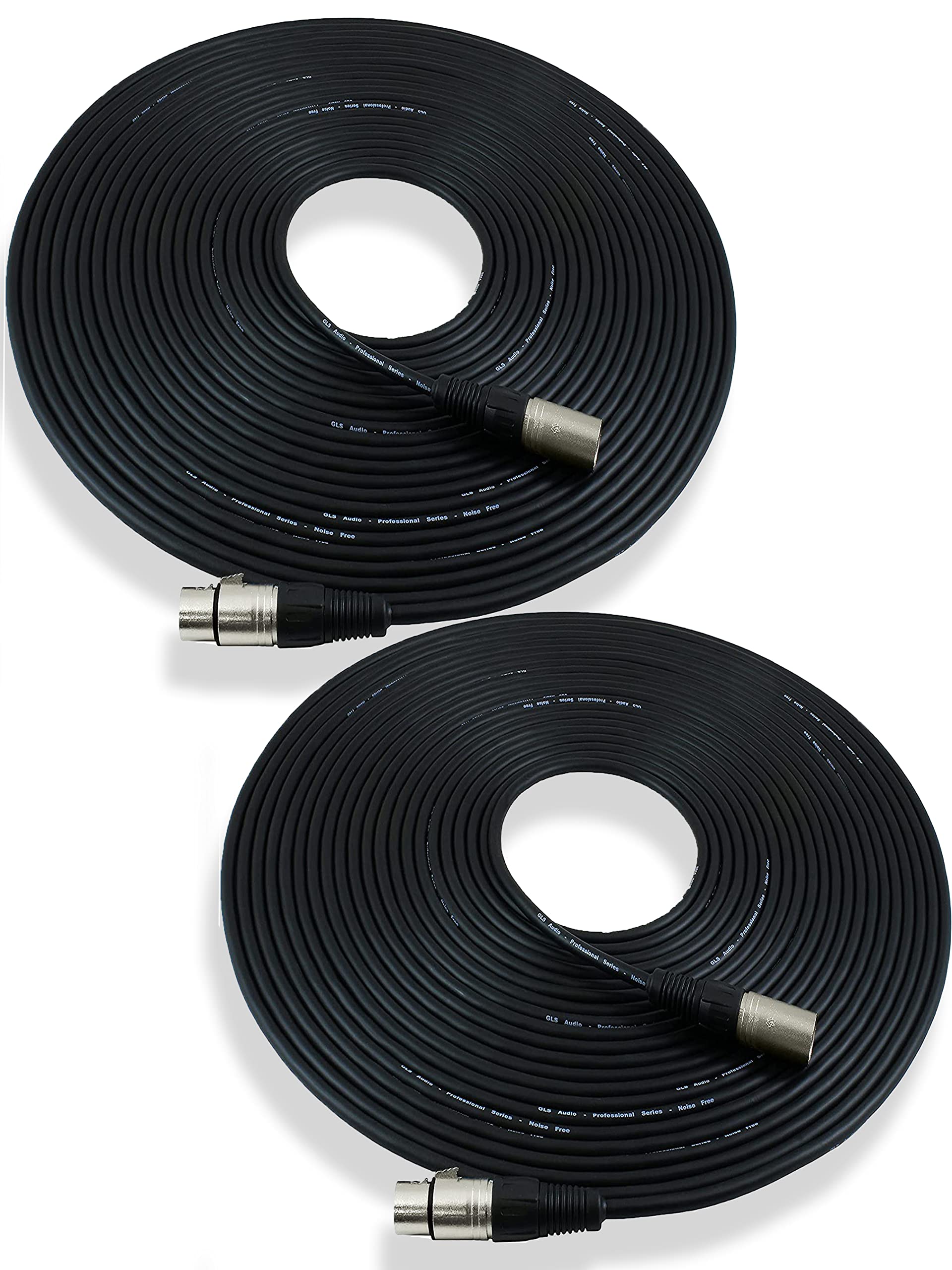 Gls Audio 50Ft Mic Cable Patch Cords   Xlr Male To Xlr Female Black Microphone Cables   50' Balanced Mike Snake Cord   2 Pack