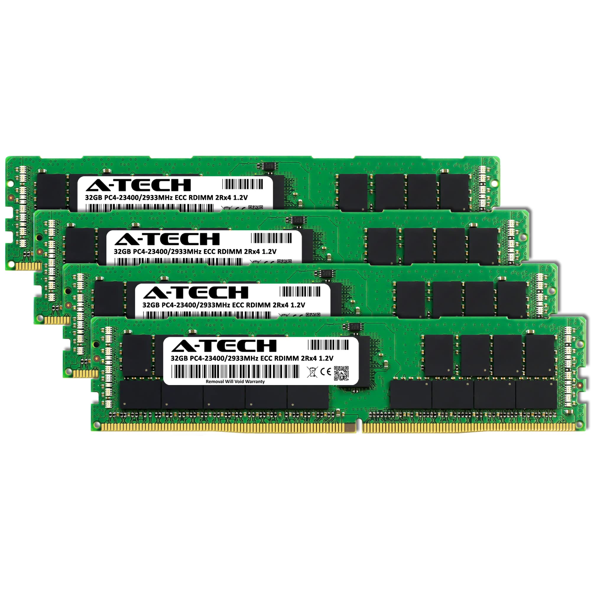 A Tech 128Gb Kit (4X32Gb) Ddr4 2933Mhz Pc4 23400 Ecc Rdimm 2Rx4 1.2V Dual Rank Ecc Registered Dimm 288 Pin Server & Workstation