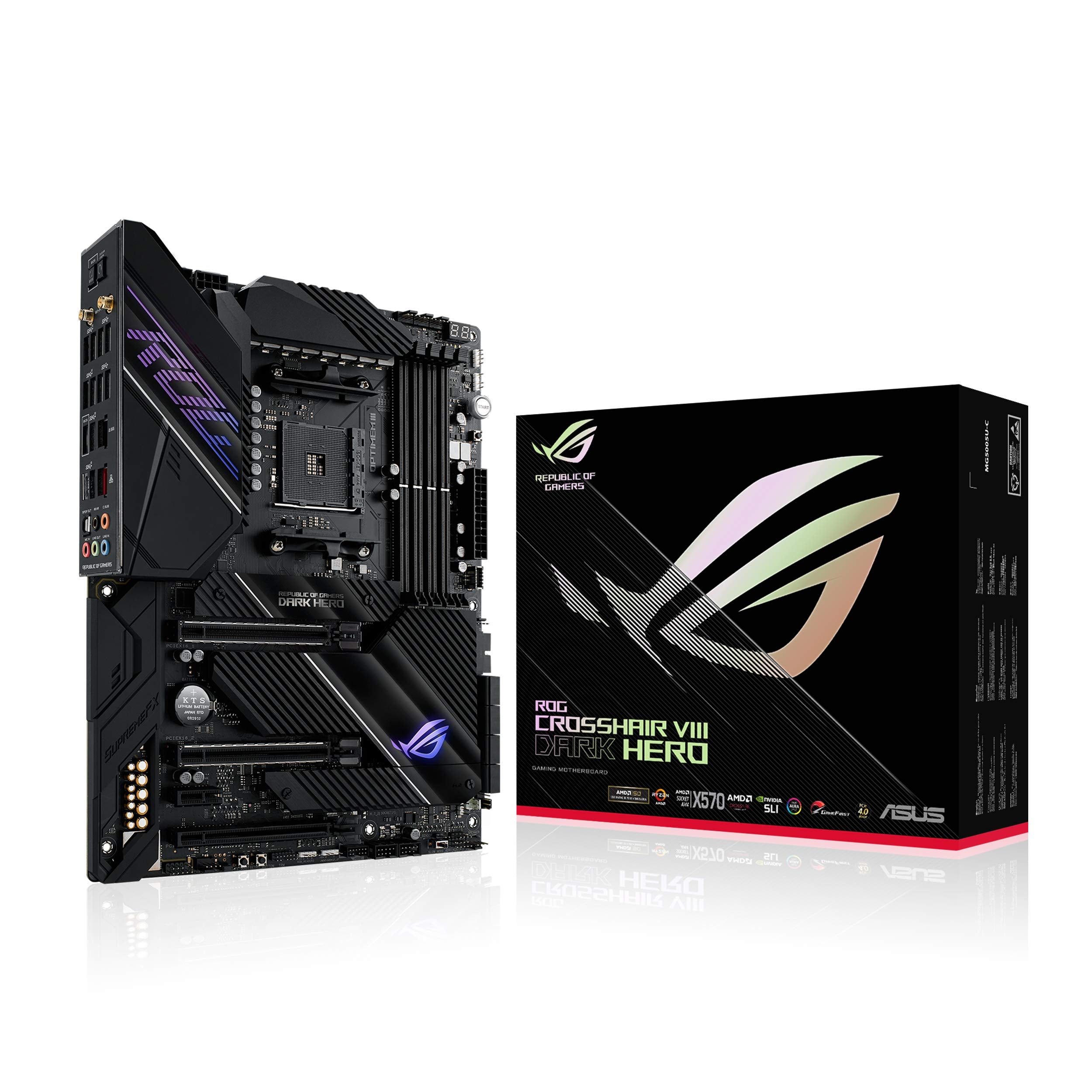 Asus Rog Crosshair Viii Dark Hero Amd Am4 X570S Zen 3 Ryzen 5000 & 3Rd Gen Ryzen Atx Gaming Motherboard (Pcie 4.0, 14+2 Ti Power