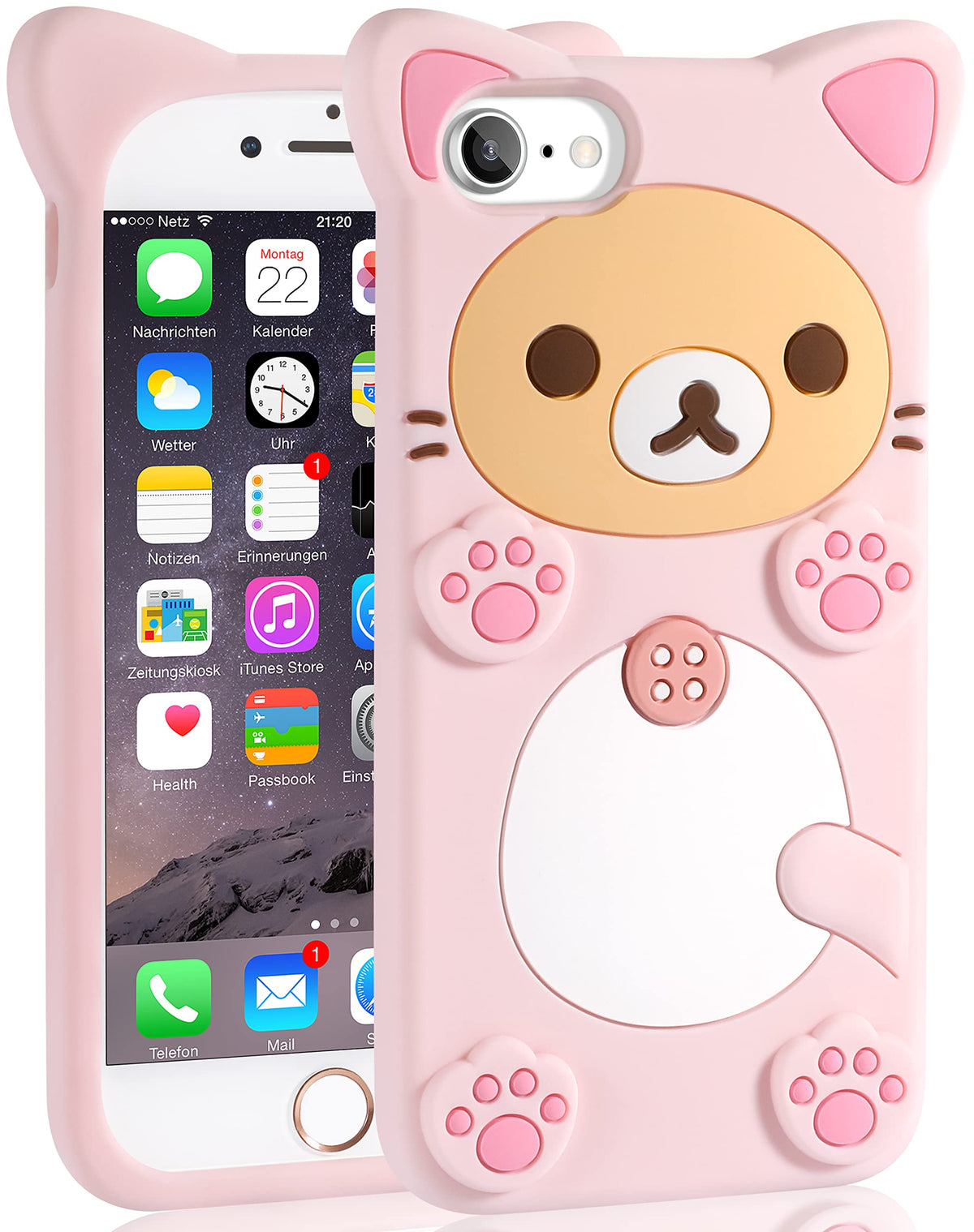 Stsnano Kawaii Phone Case For Iphone 6/6S/7/8/Se 4.7''3D Cute Cartoon Bear Phone Case Fashion Cool Funny Bear Soft Tpu Case For 