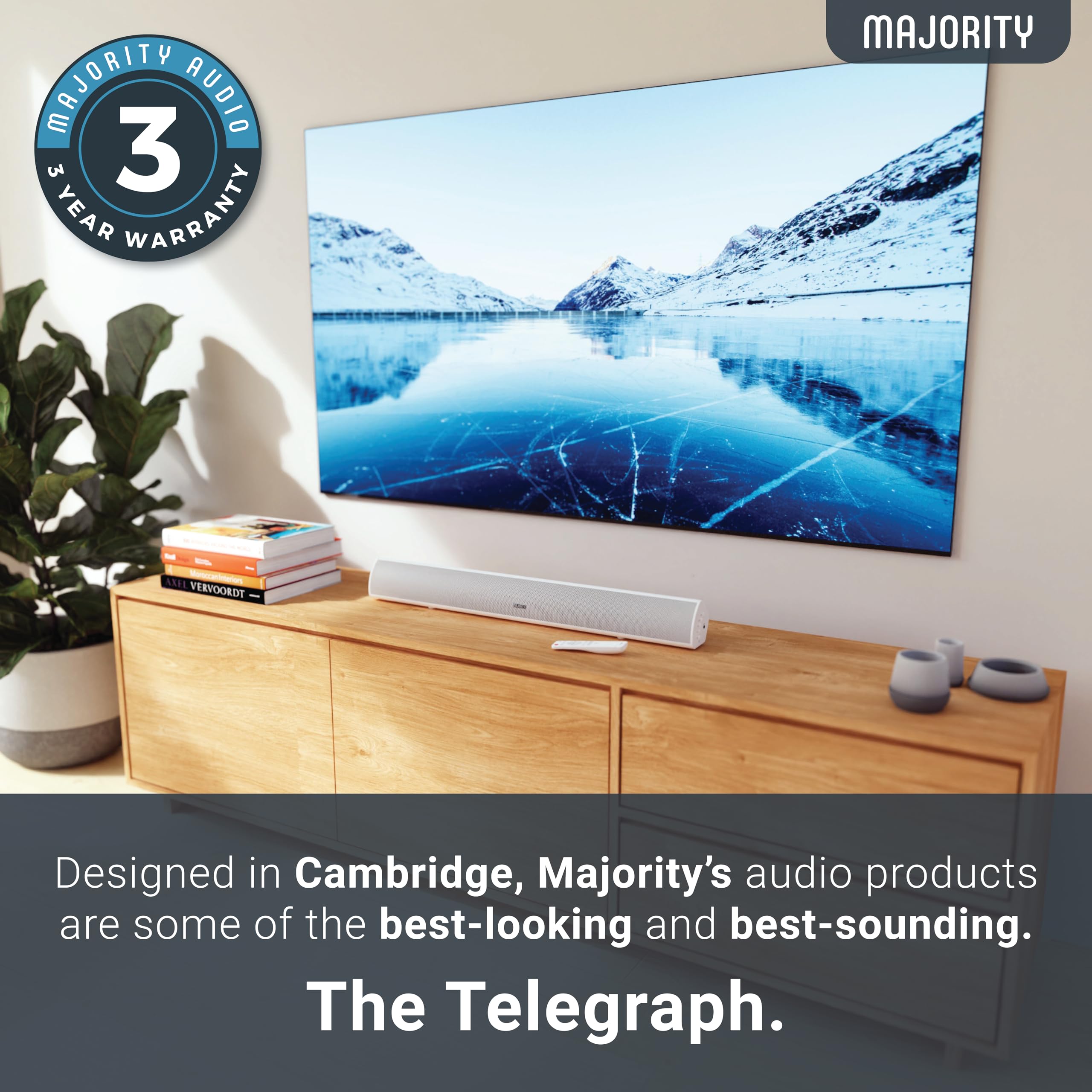 Majority Teton Sound Bar For Tv | 120W Powerful Stereo 2.1 Channel Sound | Home Theatre 3D Soundbar With Built In Subwoofer | Hd