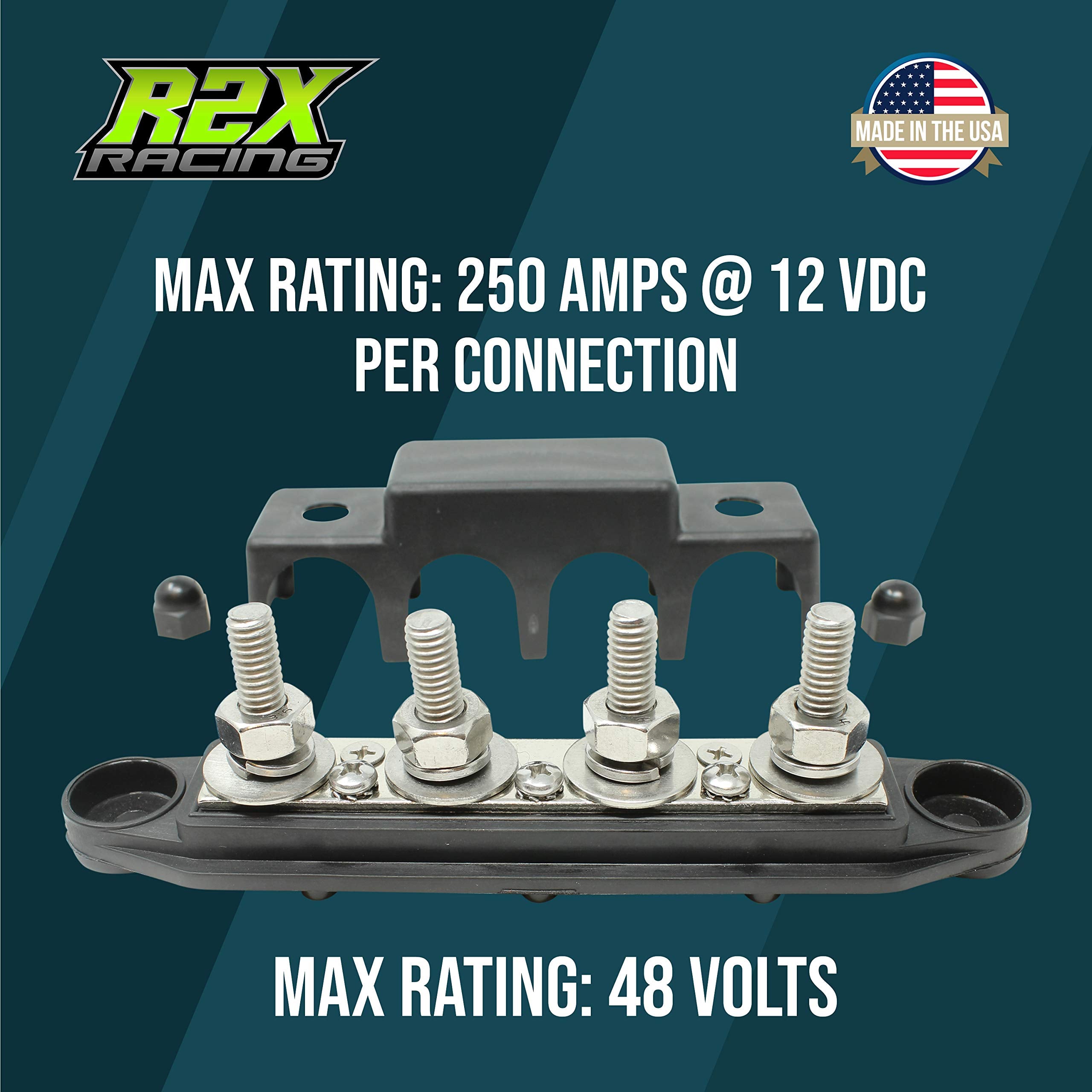4 Post Power Distribution Block Bus Bar Pair With Cover   Made In The Usa   250 Amp Rating   Marine Bus Bar, Automotive, And Sol