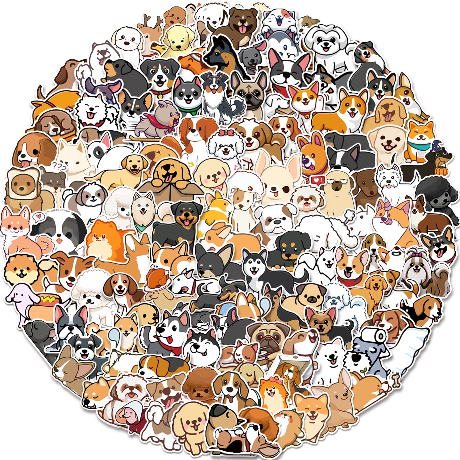 200 Pcs Cute Dog Stickers, Puppy Stickers Waterproof Vinyl Gifts For Laptop Guitar Water Bottle Luggage Bike Teens Adults Kids B