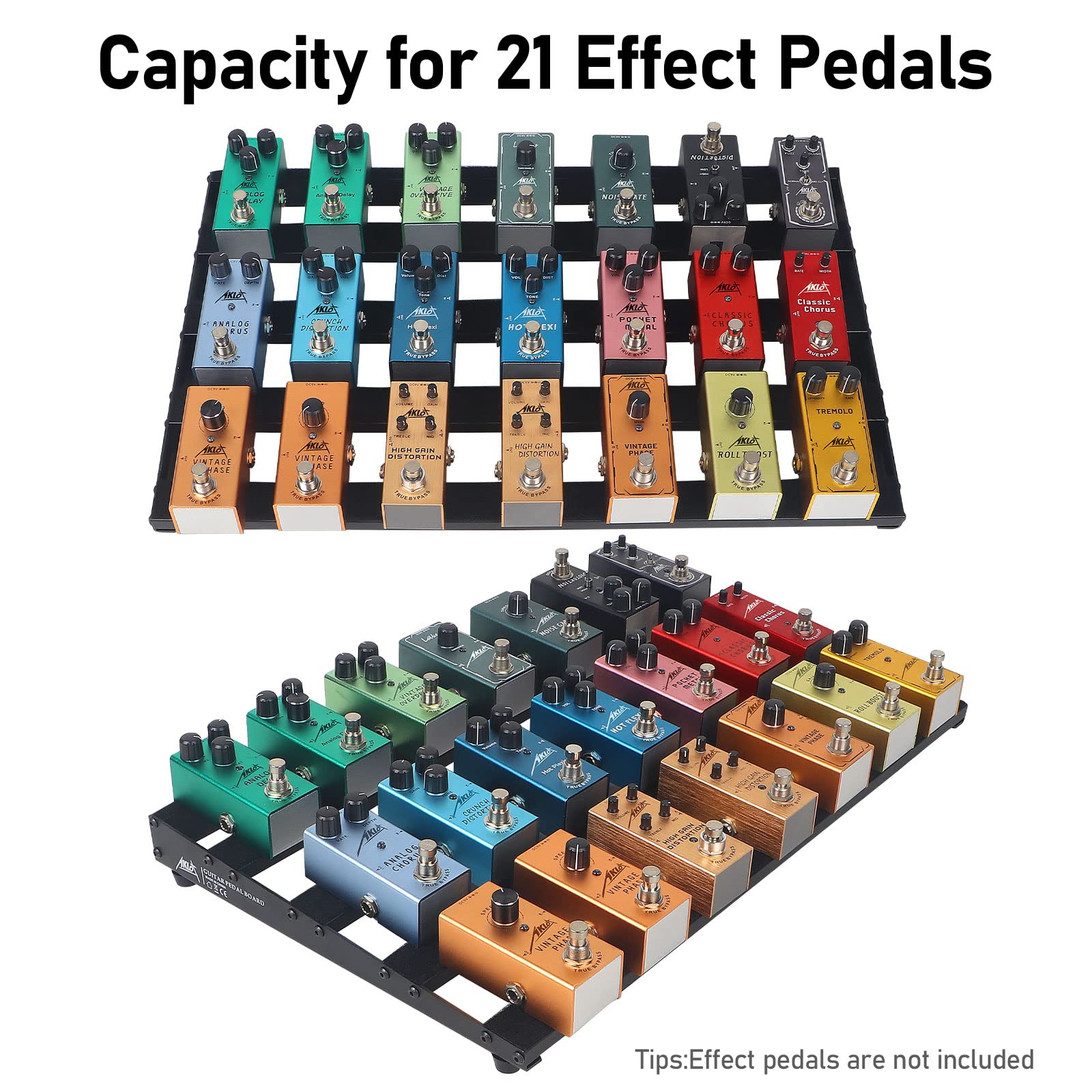 Aklot Guitar Pedal Board, Bass Pedalboard, Aluminum Alloy 2.8 Lb Super Large Capacity Effect 19'X12'' With Carry Bag