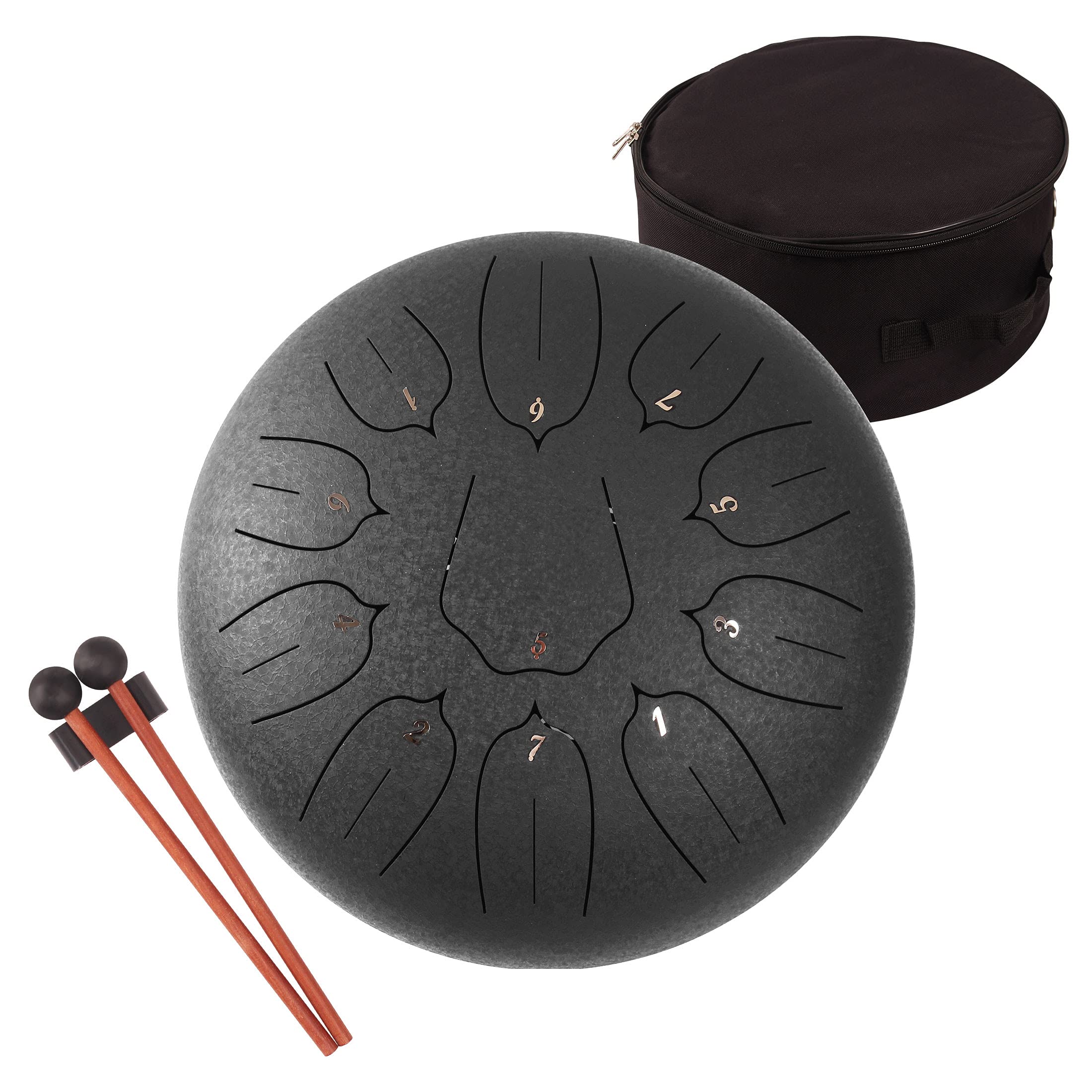 Lomuty Steel Tongue Drum   11 Notes 12 Inches   Percussion Instrument  Handpan Drum With Bag, Music Book, Mallets, Finger Picks