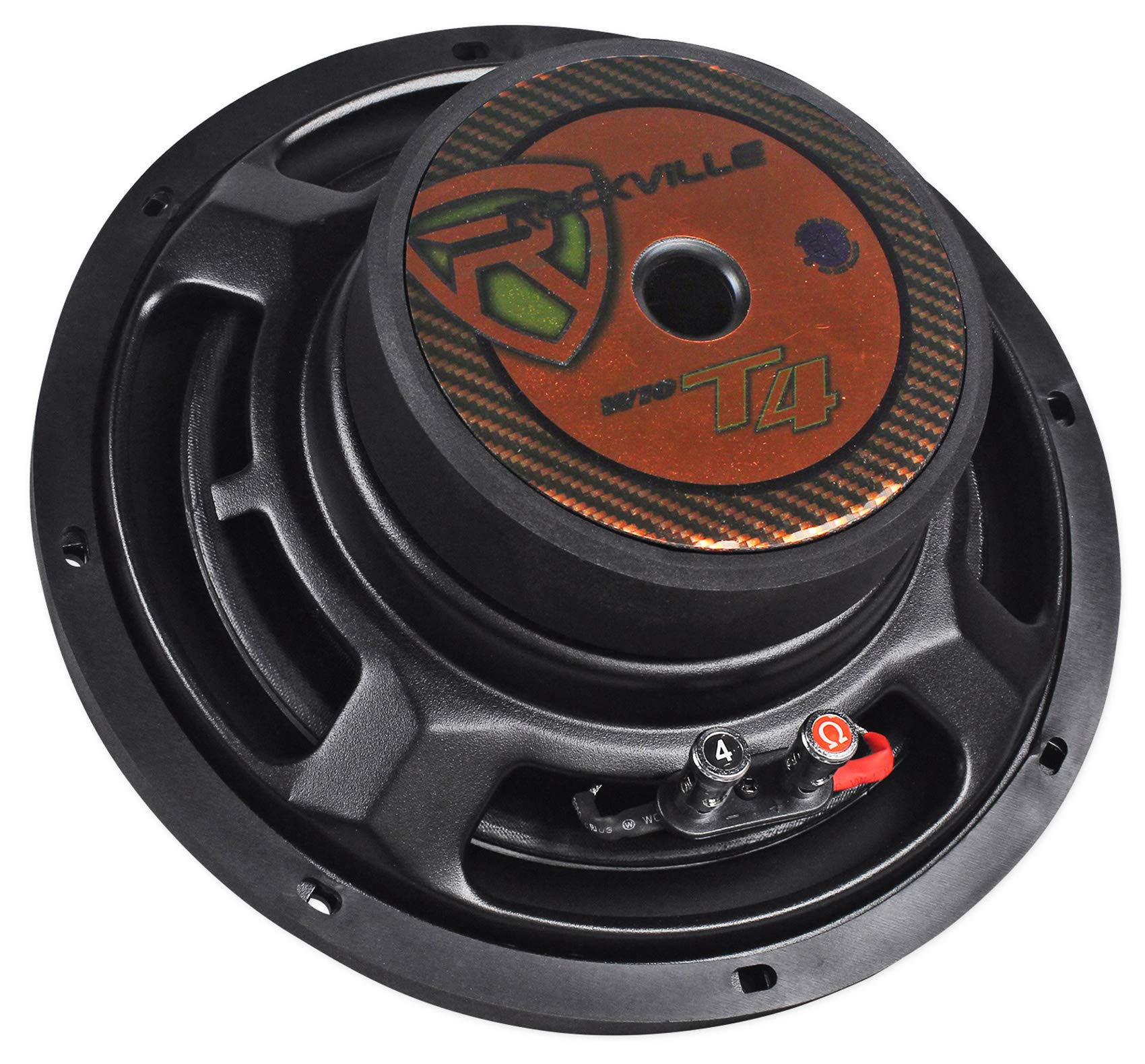 Rockville W10T4-S4 10 Shallow Mount 1200W Peak Car Subwoofer 4-Ohm Sub 300W Rms Cea Rated