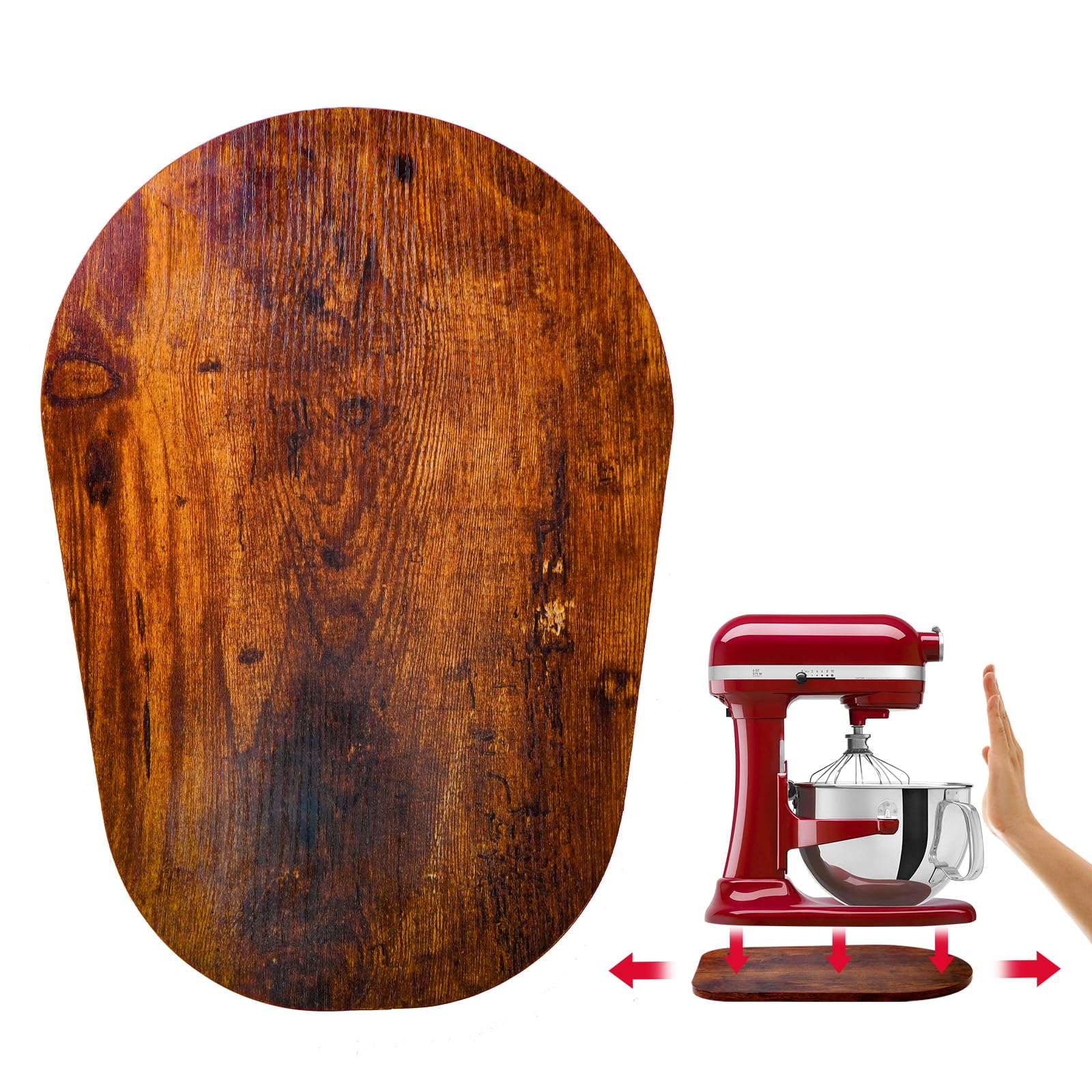 Wooden Sliding Mat Compatible With Kitchenaid 6/7/8 Quart Bowl Lift Stand Mixer