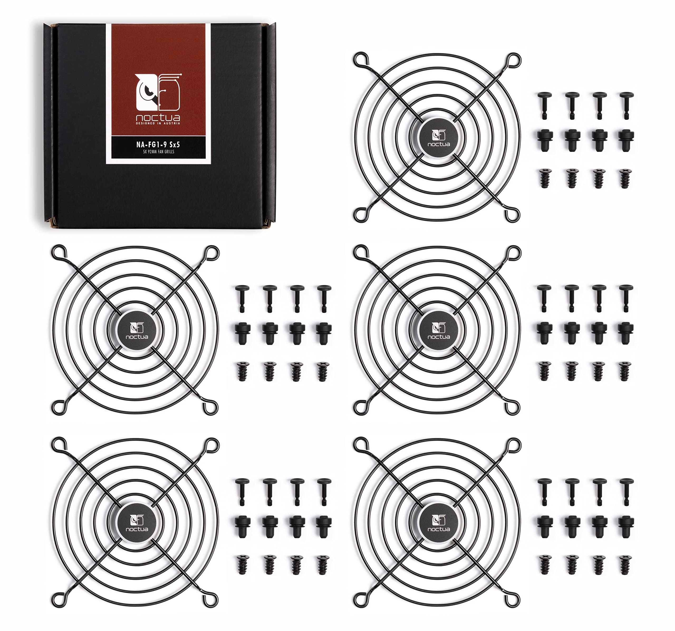 Noctua Na Fg1 9 Sx5, Fan Grills For 92Mm Fans (Set Of 5, Black)