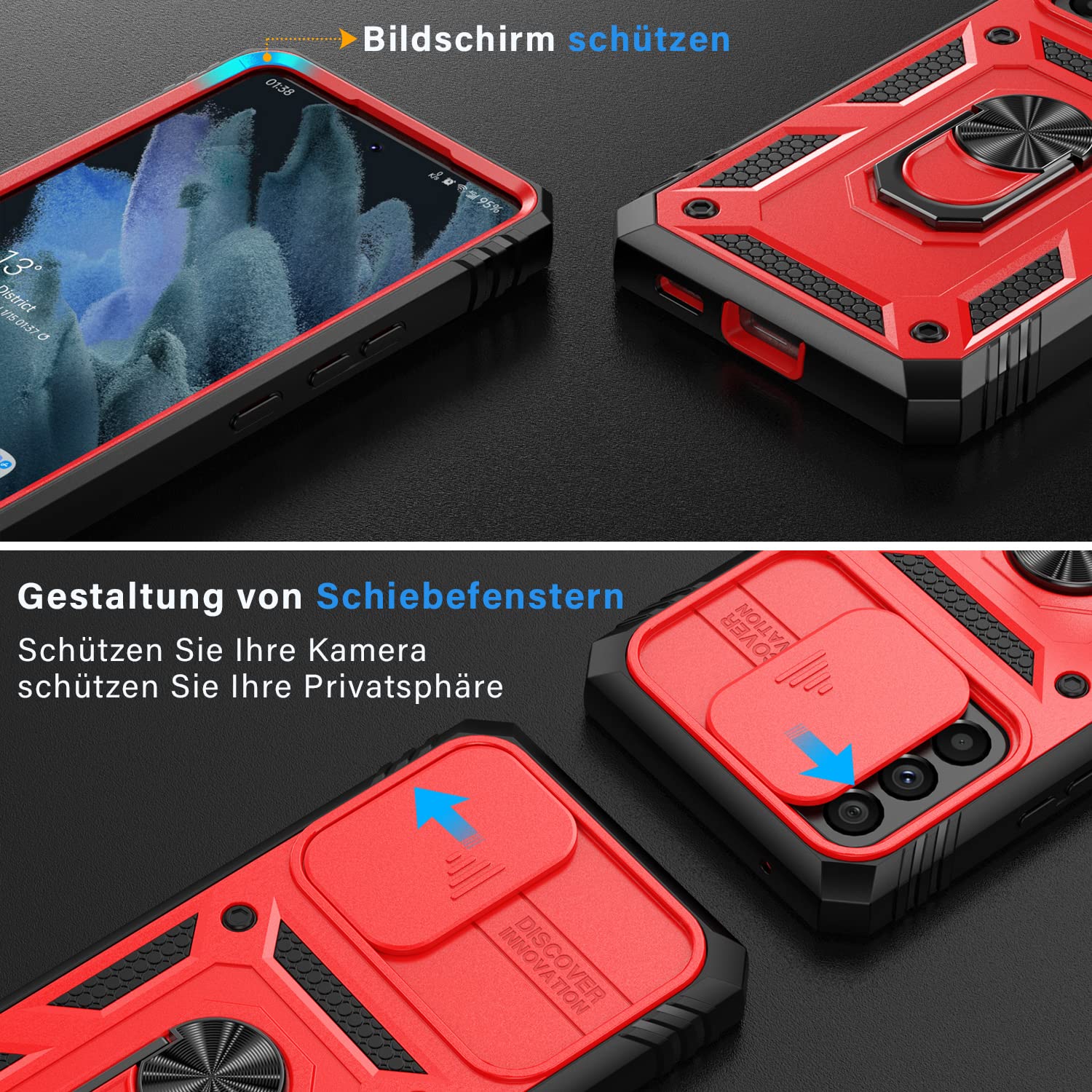 Pasnew Case For Samsung Galaxy A53 5G,Metal Kickstand & Slide Camera Cover,Military Grade Heavy Duty Full Body Shockproof Hard S